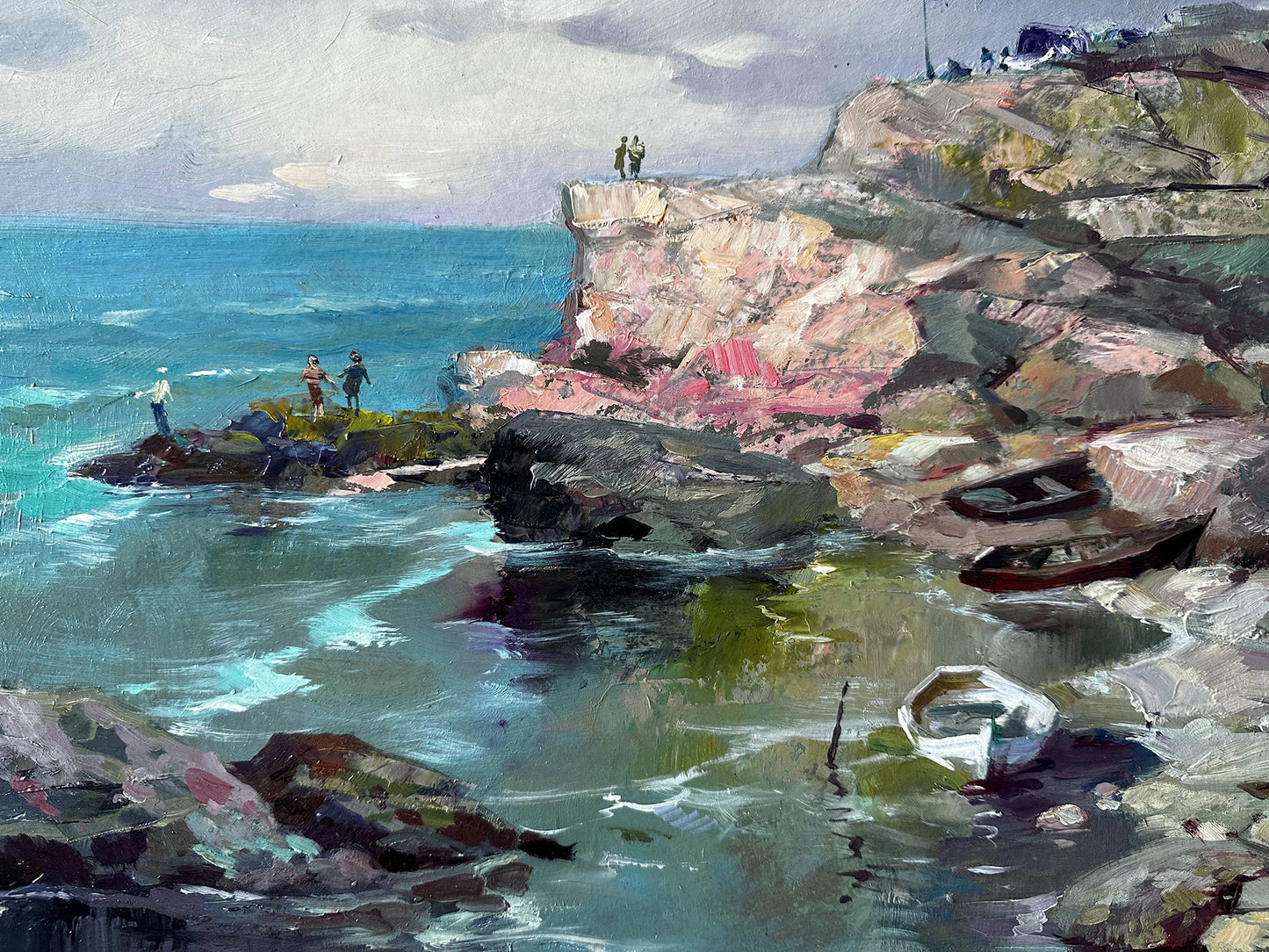 ORIGINAL PAINTING, vintage realism, modern painting, oil painting, impressionism, landscape, seascape, rocky shore, 2020s, Y. Suprunchuk