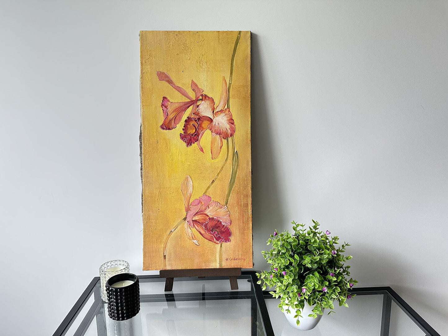 VINTAGE ORIGINAL PAINTING, oil painting, vintage realism, modern painting, impressionism, flowering, Flower, 2007, artist V. Savenets