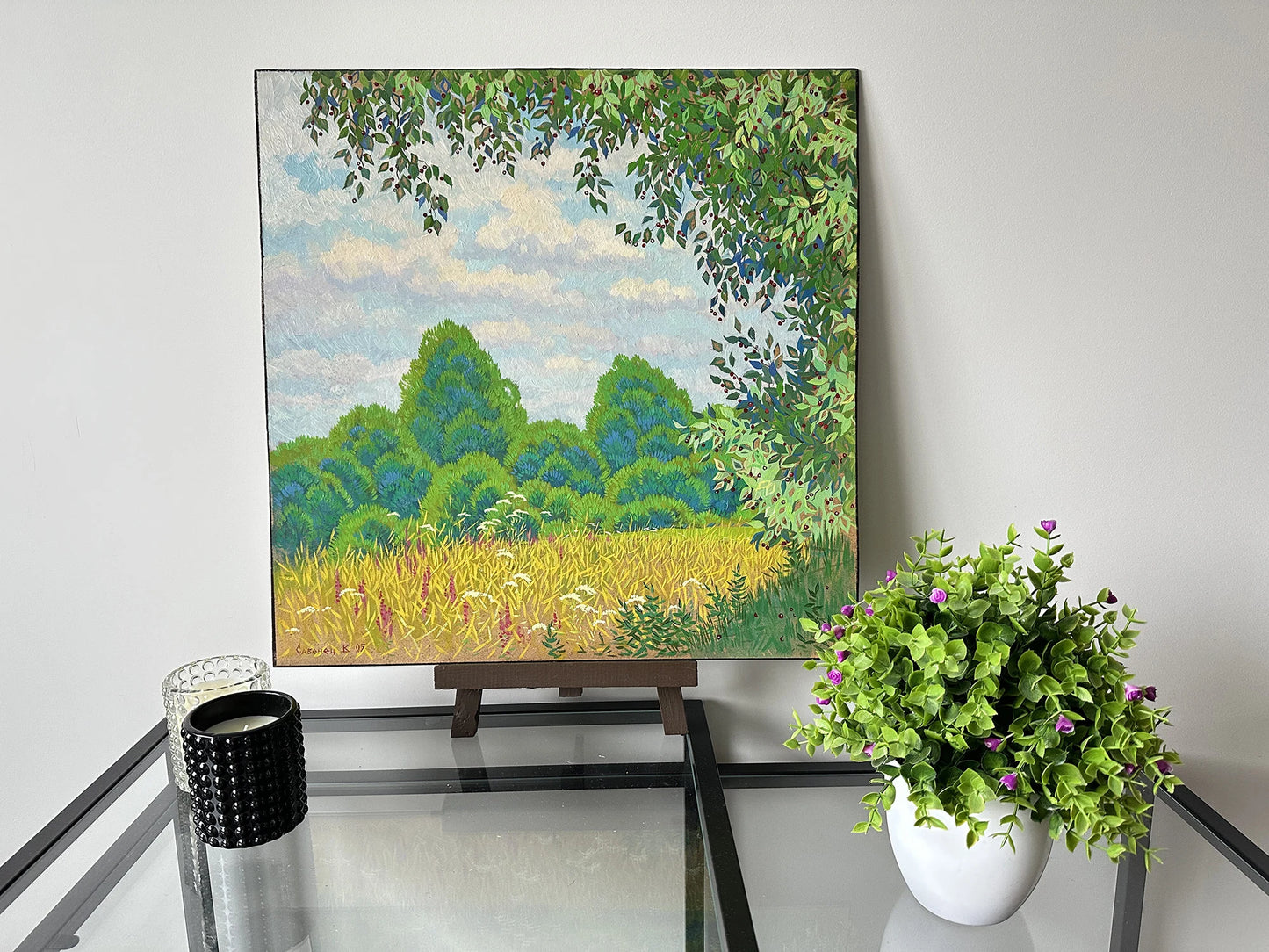 VINTAGE ORIGINAL PAINTING, oil painting, vintage realism, modern painting, impressionism, landscape, Summer day, 2007, artist V. Savenets