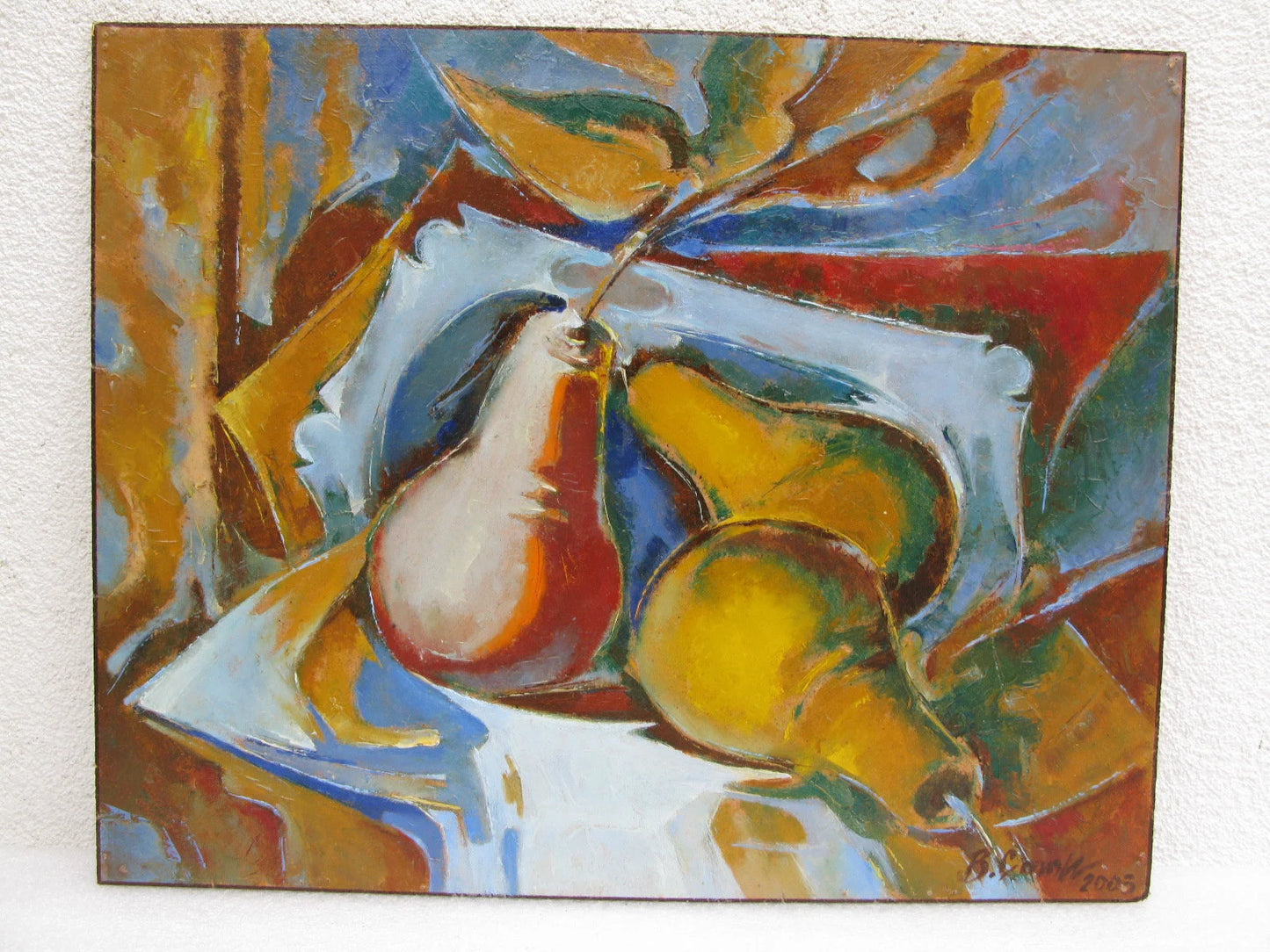 VINTAGE ORIGINAL PAINTING, oil painting, vintage realism, modern painting, impressionism, still life, Fruits, Pears, artist V. Sanzharov