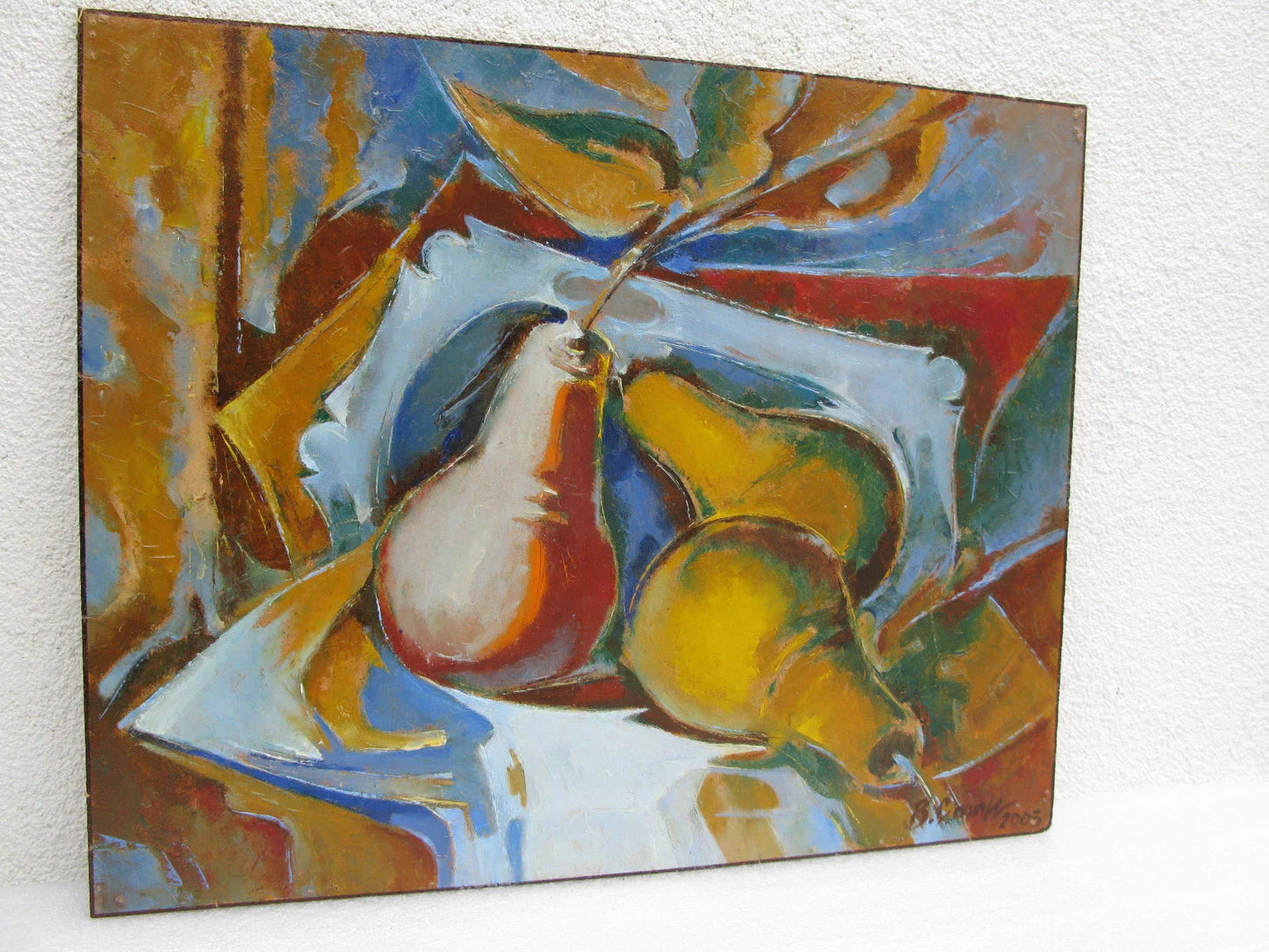 VINTAGE ORIGINAL PAINTING, oil painting, vintage realism, modern painting, impressionism, still life, Fruits, Pears, artist V. Sanzharov