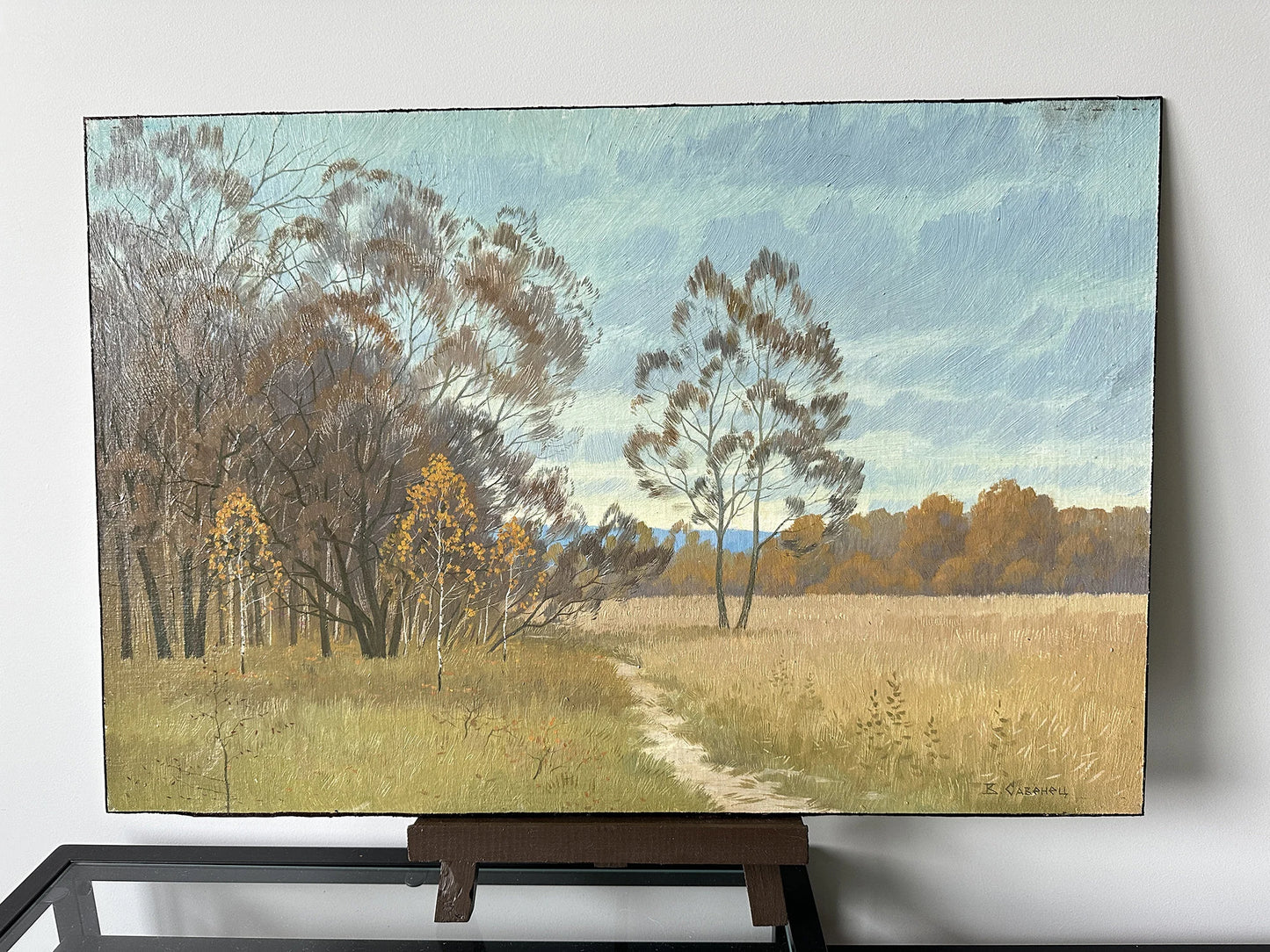 VINTAGE ORIGINAL PAINTING, oil painting, ukrainian painting, modern painting, impressionism, landscape, Autumn day, 2016, artist V. Savenets