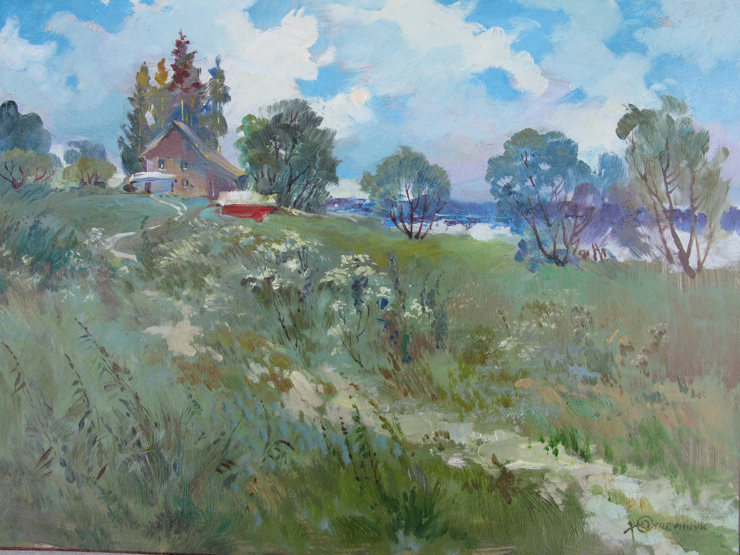 ORIGINAL PAINTING, ukrainian painting, modern painting, oil painting, impressionism, landscape, rural landscape, Cool day, Y. Suprunchuk