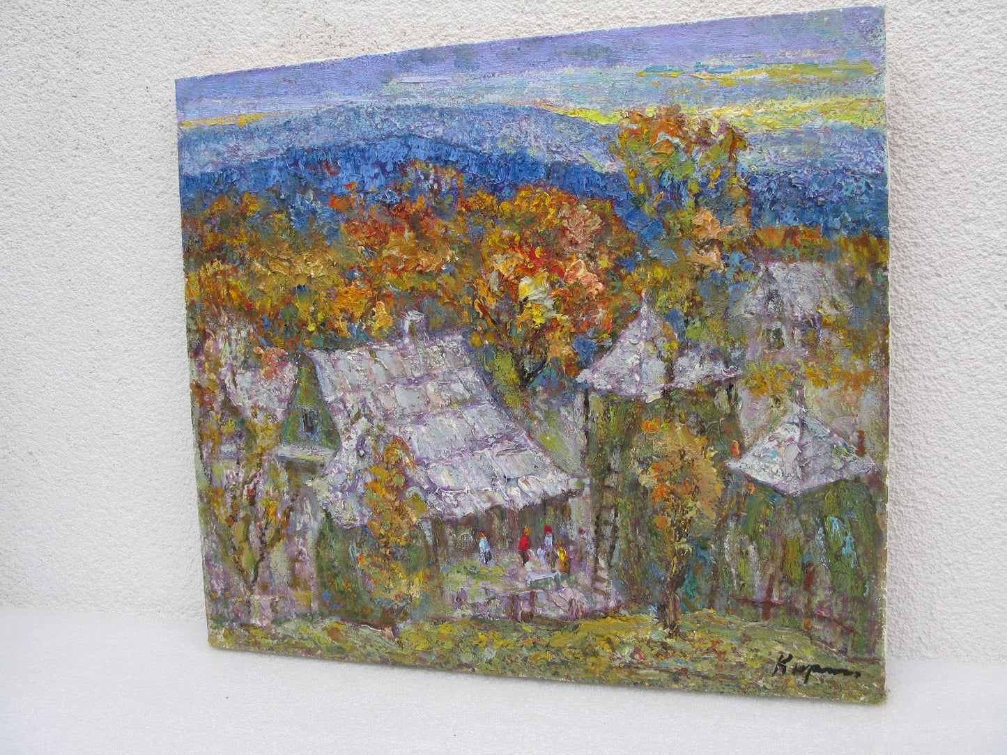 ORIGINAL PAINTING, oil painting, vintage realism, modern painting, impressionism, Village in the Carpathians, 2014, artist V. Kirilkov