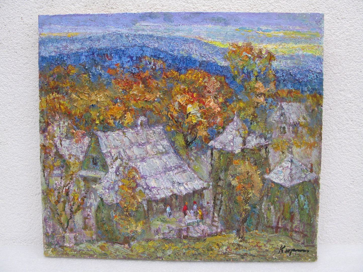 ORIGINAL PAINTING, oil painting, vintage realism, modern painting, impressionism, Village in the Carpathians, 2014, artist V. Kirilkov