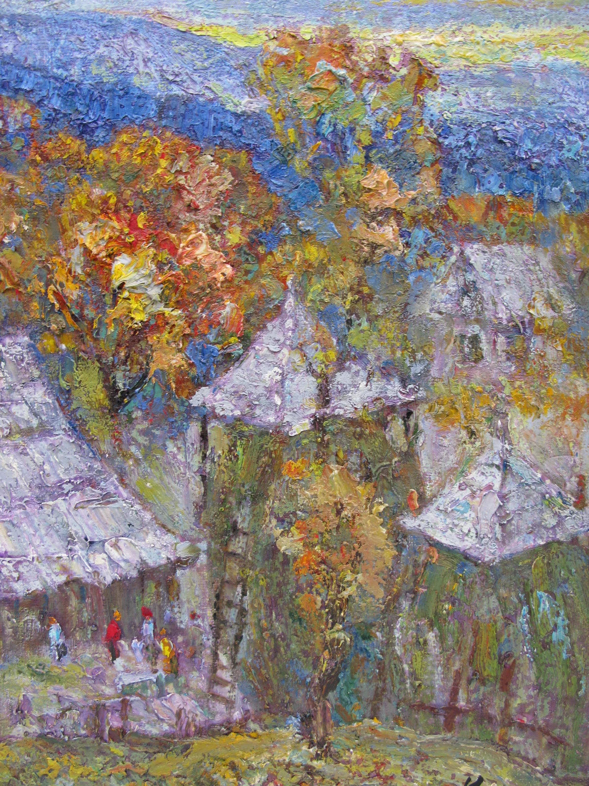 ORIGINAL PAINTING, oil painting, vintage realism, modern painting, impressionism, Village in the Carpathians, 2014, artist V. Kirilkov