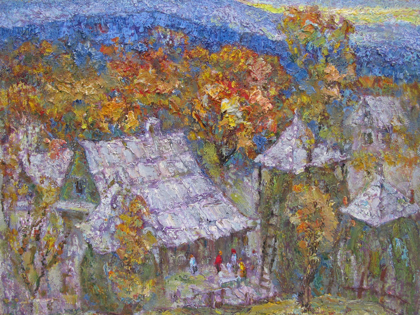 ORIGINAL PAINTING, oil painting, vintage realism, modern painting, impressionism, Village in the Carpathians, 2014, artist V. Kirilkov