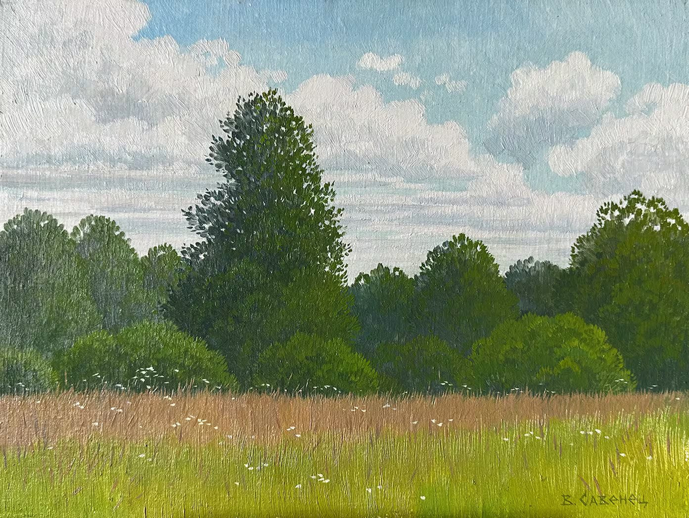 VINTAGE ORIGINAL PAINTING, oil painting, vintage realism, modern painting, impressionism, landscape, Sunny day, 2016, artist V. Savenets