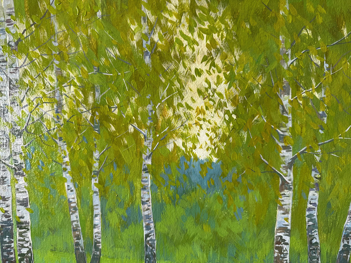 VINTAGE ORIGINAL PAINTING, oil painting, vintage realism, modern painting, impressionism, landscape, Birch Grove, 2018, artist V. Savenets