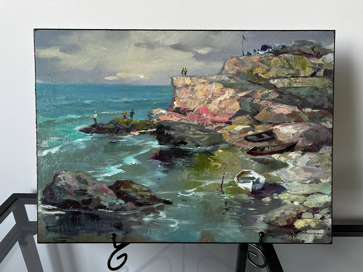 ORIGINAL PAINTING, vintage realism, modern painting, oil painting, impressionism, landscape, seascape, rocky shore, 2020s, Y. Suprunchuk