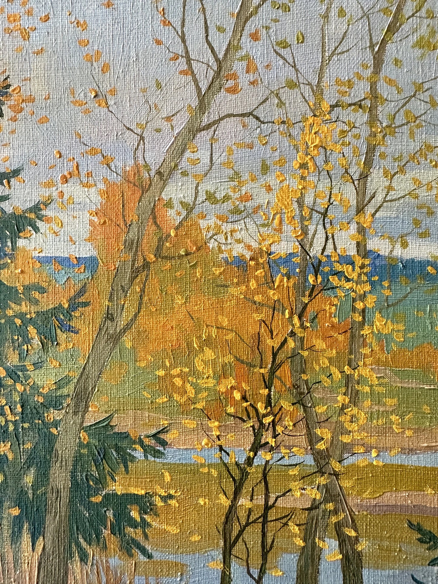 VINTAGE ORIGINAL PAINTING, oil painting, ukrainian painting, modern painting, impressionism, landscape, Autumn coolness, artist V. Savenets