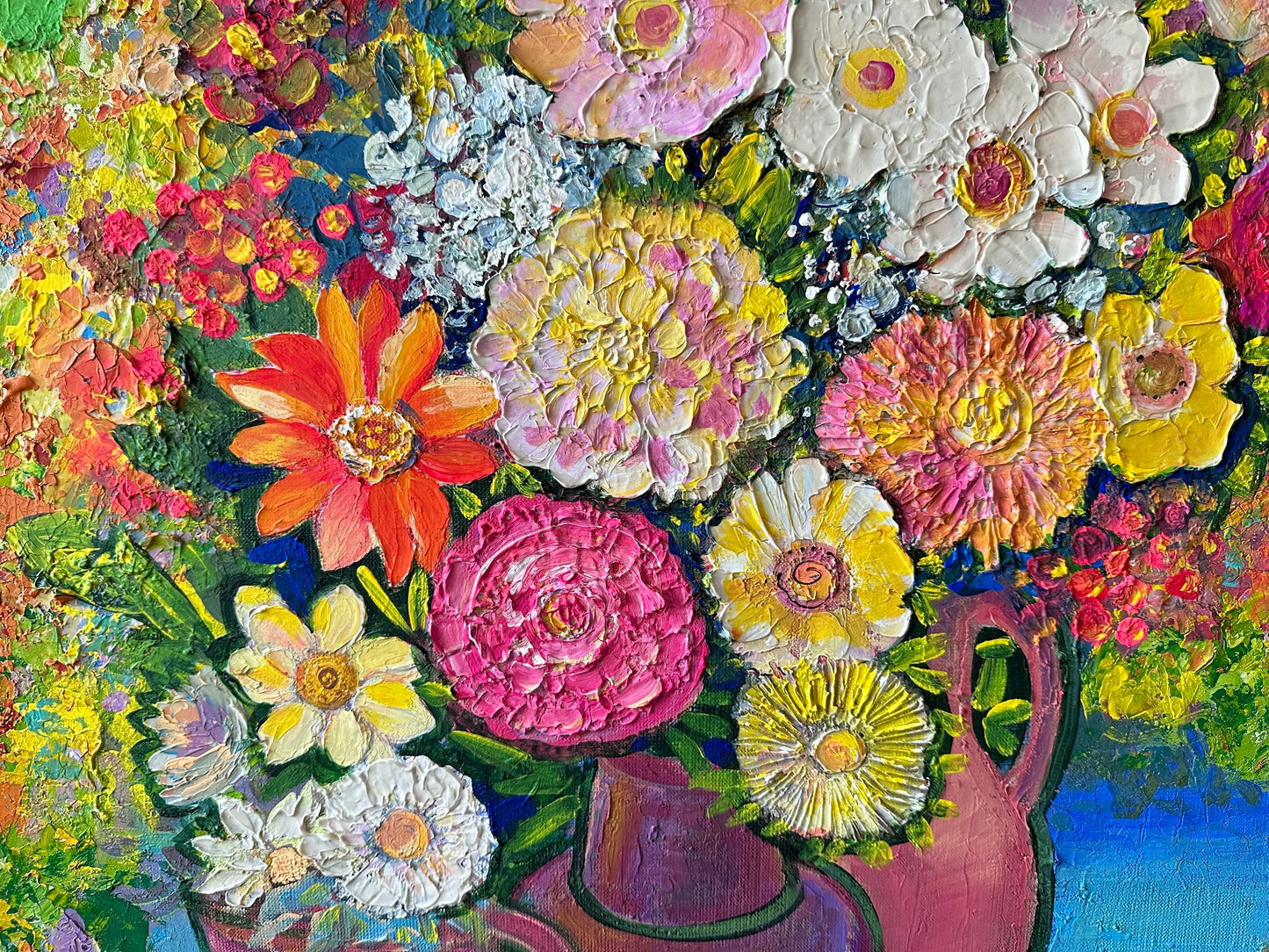 Flower painting, wall art, vintage painting, ukrainian art, Flowers, artist S. Kostukevich