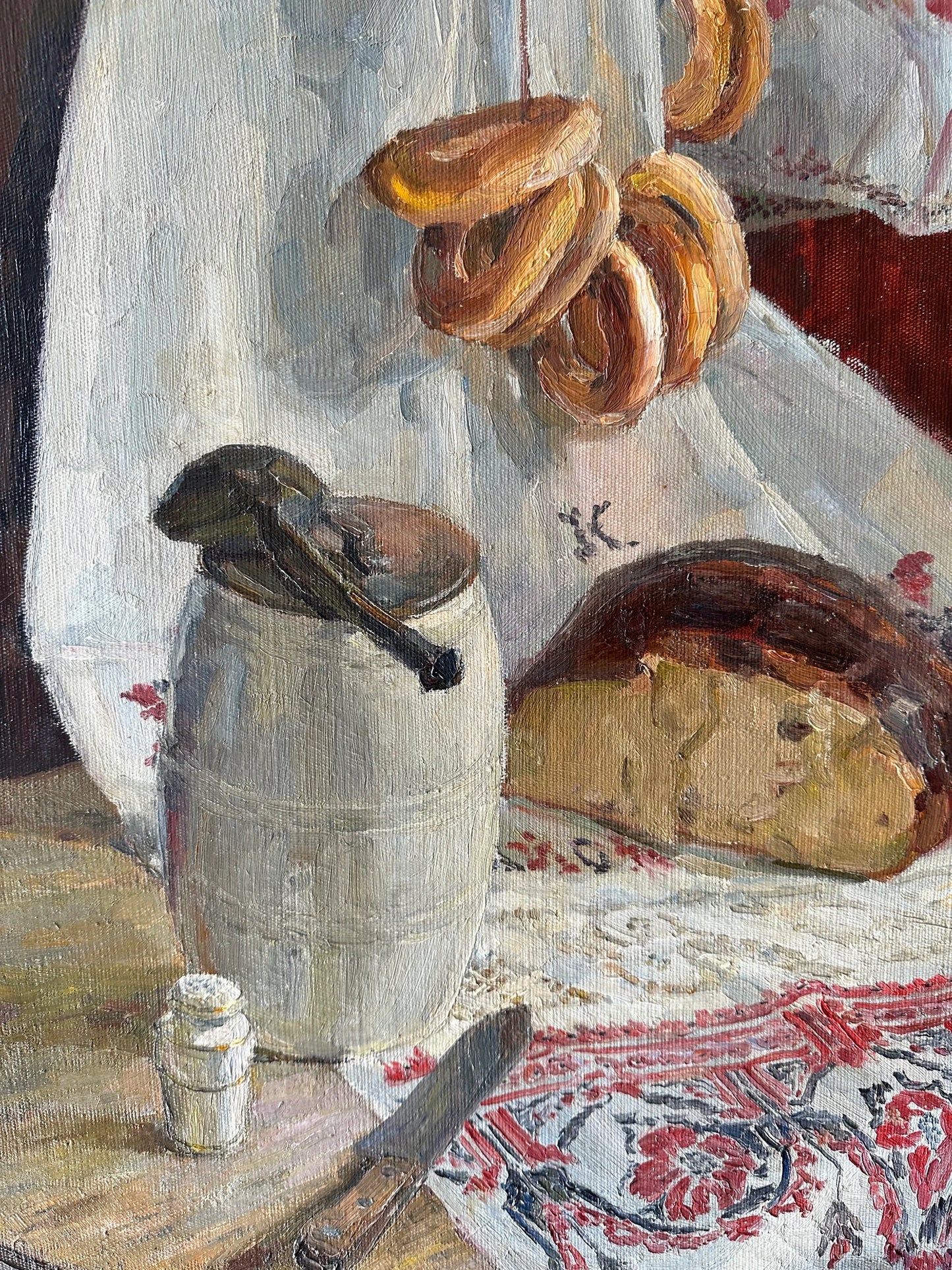 Original oil painting, gift, ukrainian painting, wall art, socialist realism, ukrainian painting, still life, Dinner, artist V. Petukhov