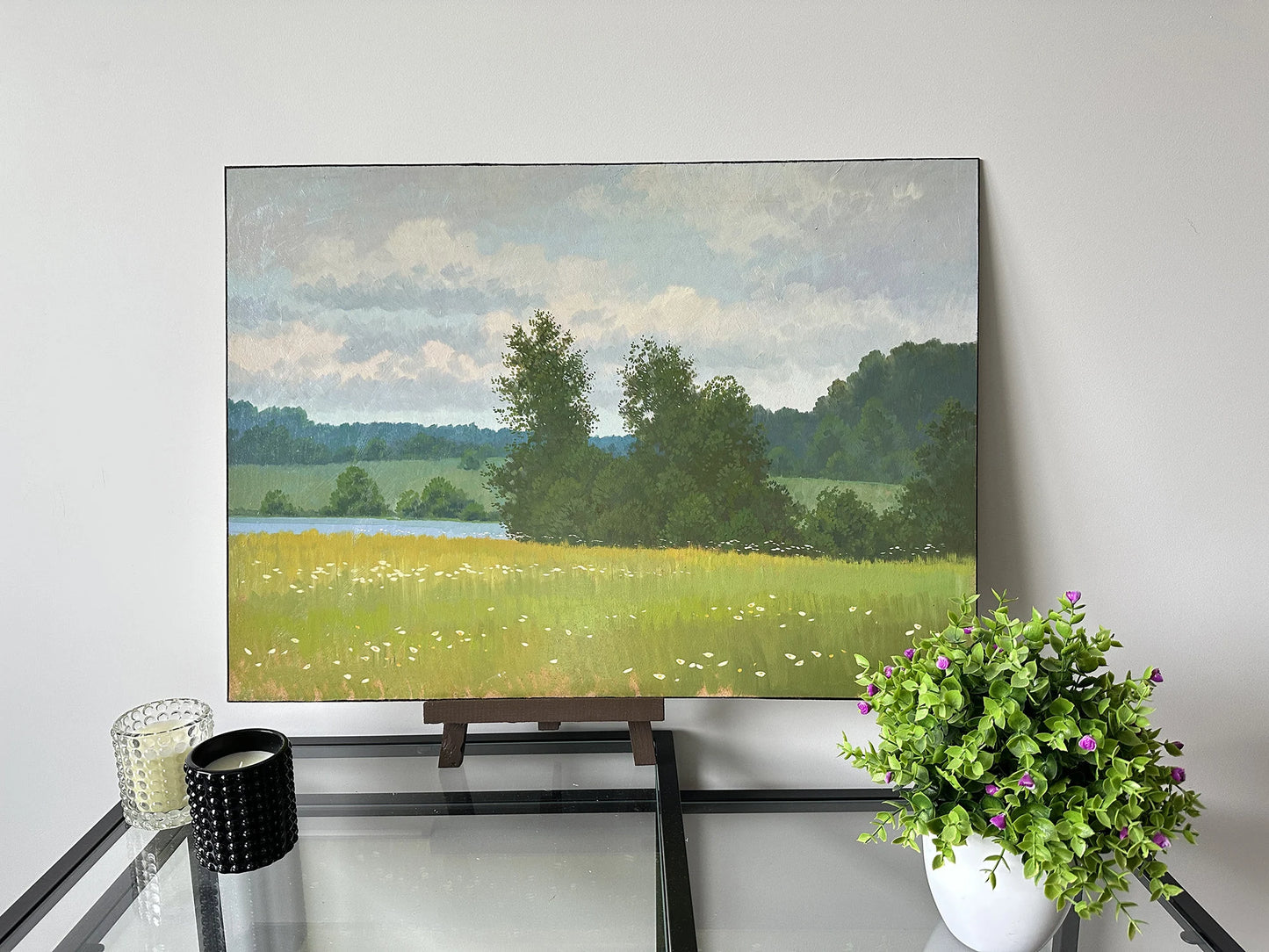 Original painting, gift, ukrainian painting, vintage, wall painting, wall art, landscape, Summer day, Blooming meadow, artist Y. Suprunchuk