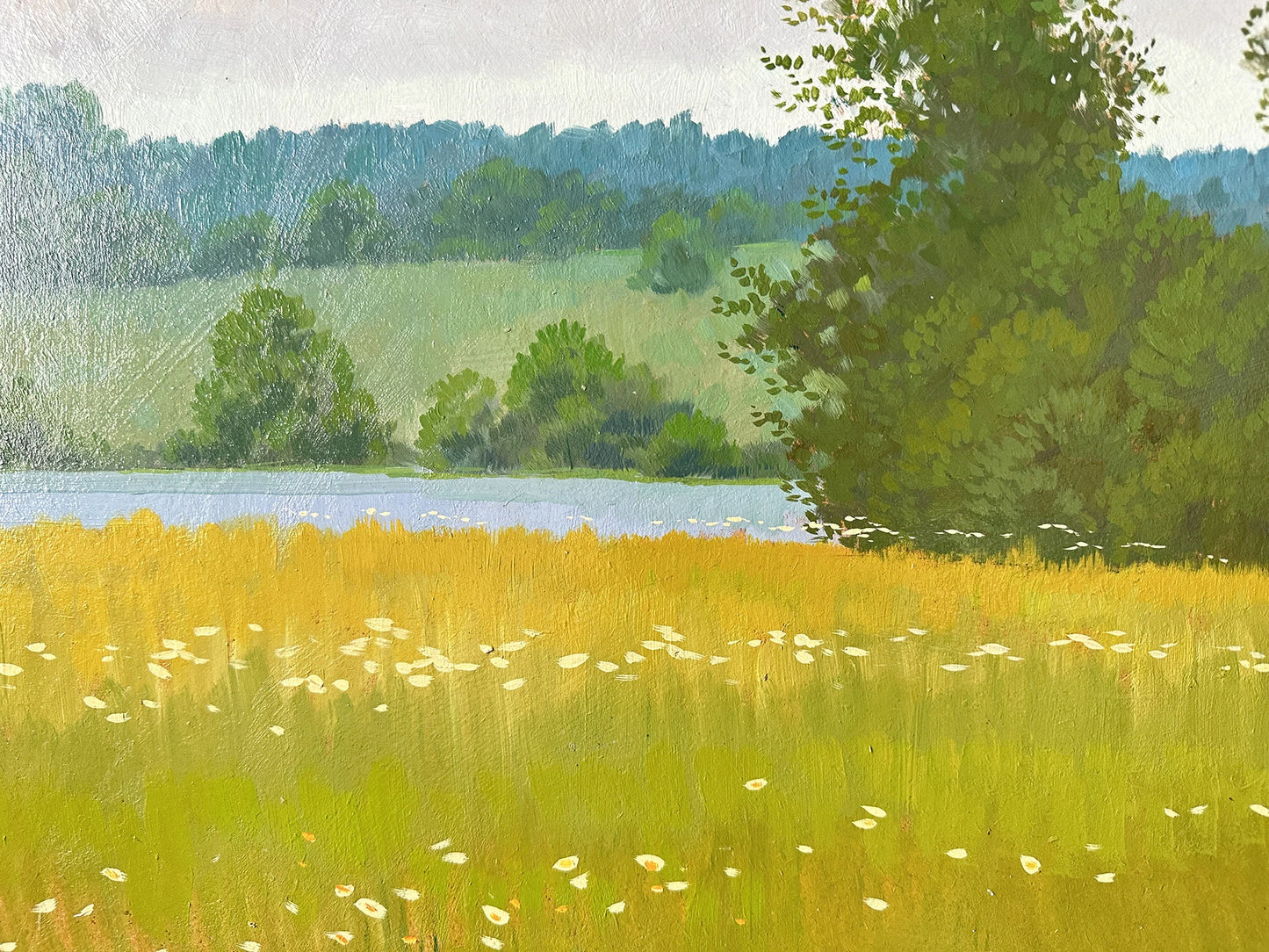 Original painting, gift, ukrainian painting, vintage, wall painting, wall art, landscape, Summer day, Blooming meadow, artist Y. Suprunchuk