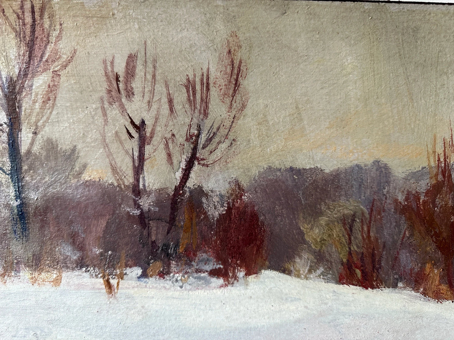 Original oil painting, gift, ukrainian painting, vintage, wall art, impressionism, landscape, Winter day, artist M. Andriychuk