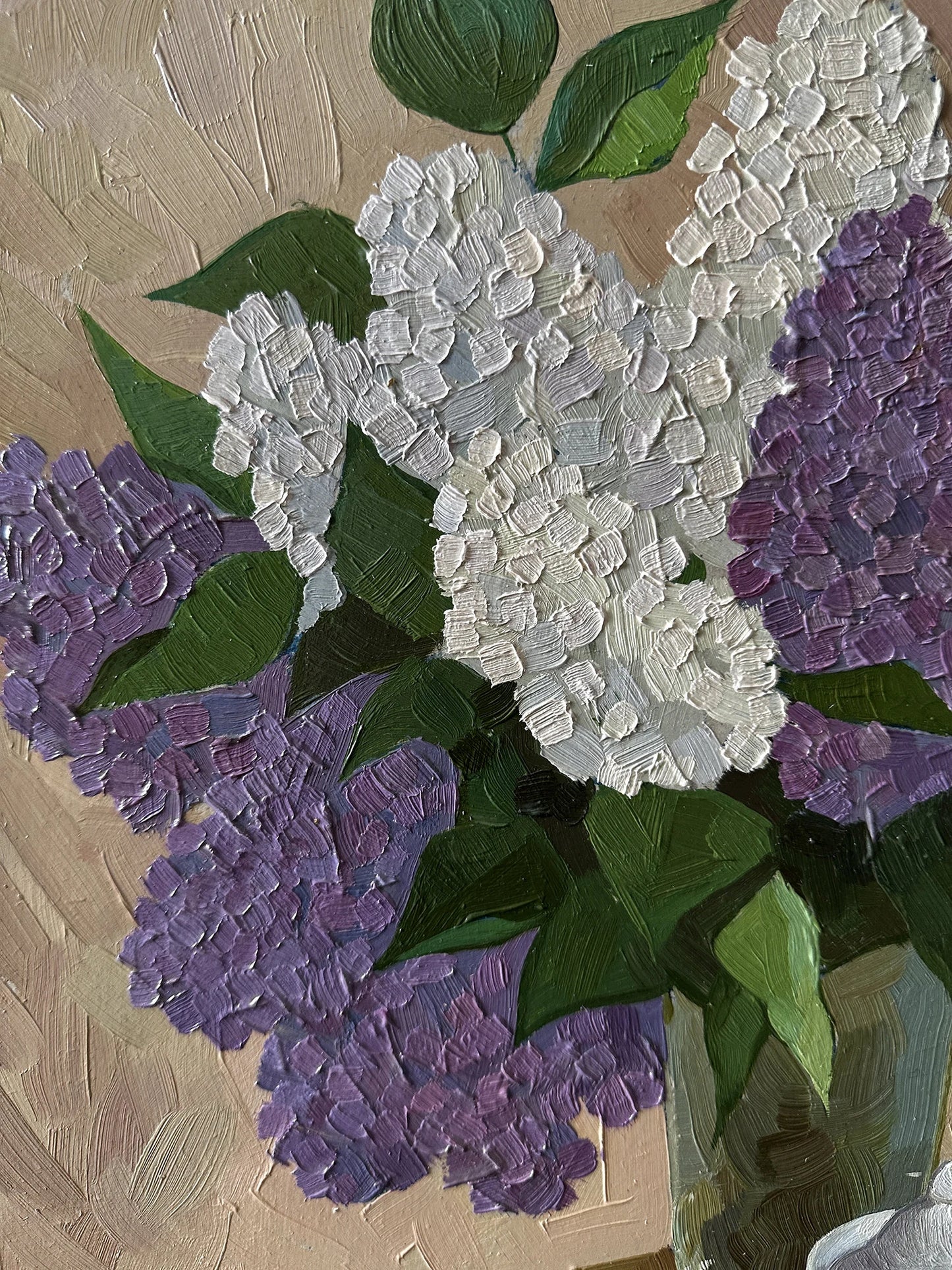 VINTAGE ORIGINAL PAINTING, oil painting, vintage realism, modern painting, still life, bouquet of flowers, Lilac, 2014, artist V. Savenets