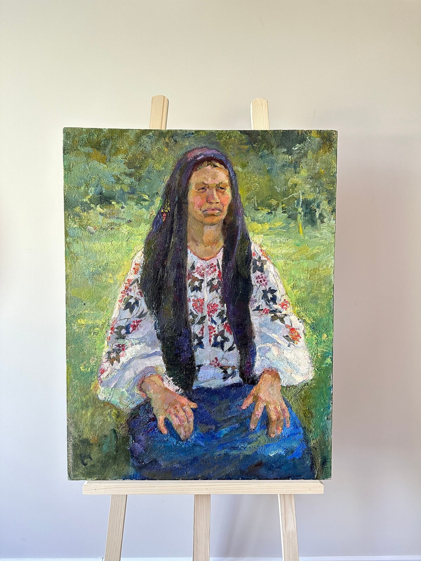 Original oil painting, gift, ukrainian painting, vintage, wall art, impressionism, portrait, Grandmother, artist O. Titarenko