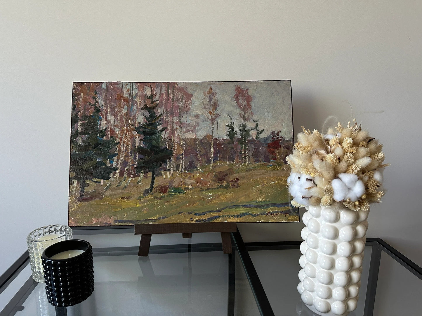 Original oil painting, gift, ukrainian painting, vintage, wall art, impressionism, landscape, Spring in the park, artist M. Andriychuk