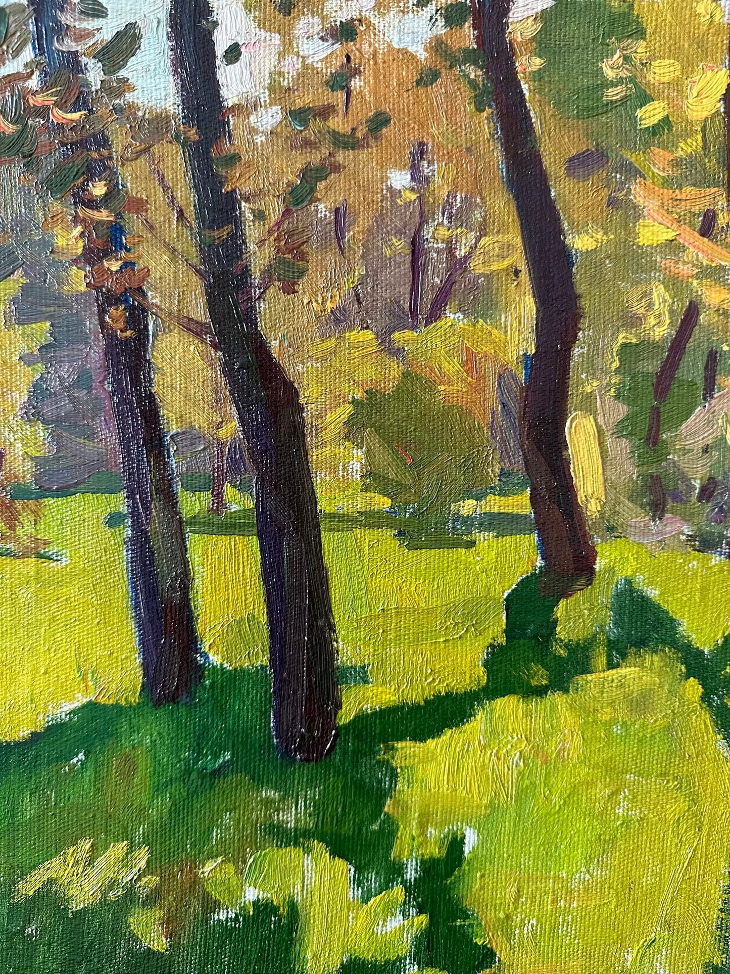 Original oil painting, gift, ukrainian painting, vintage, wall art, impressionism, landscape, Autumn in the park, artist M. Andriychuk