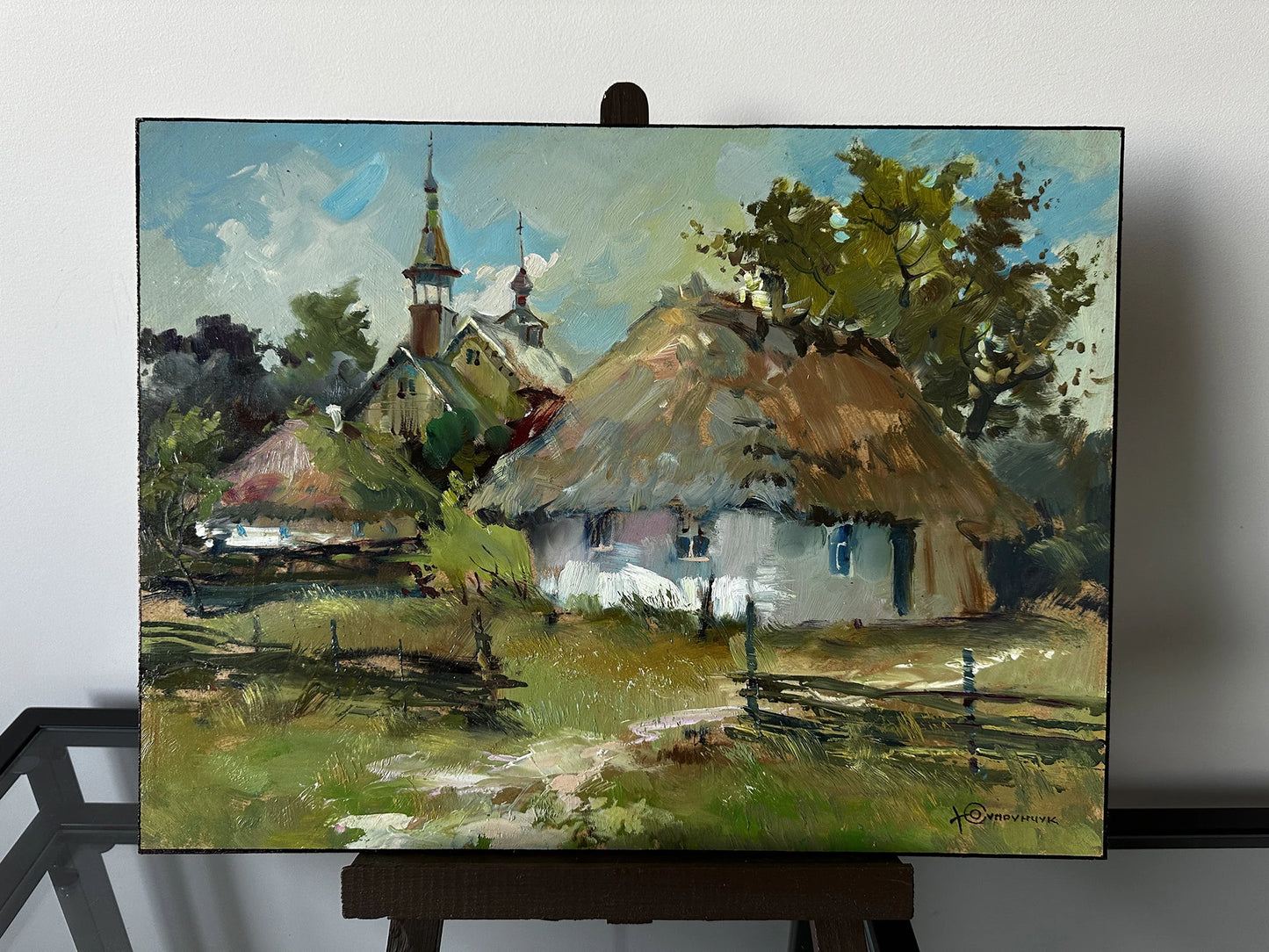 ORIGINAL PAINTING, modern painting, oil painting, impressionism, landscape, rural landscape, Quiet evening, 2020s, artist Y. Suprunchuk