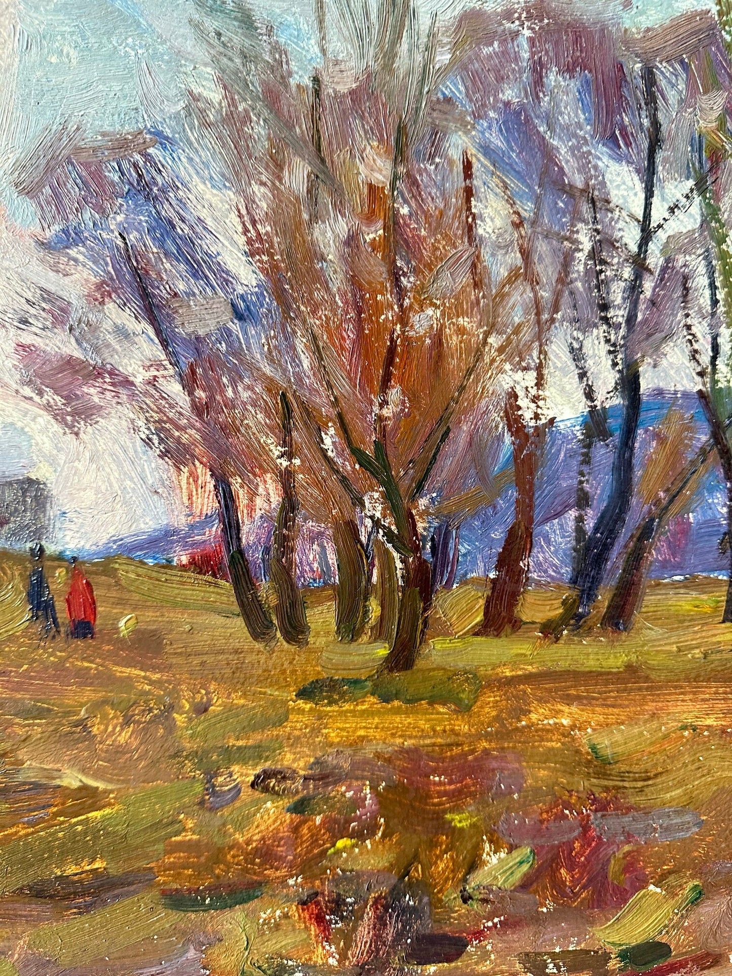 Original oil painting, gift, ukrainian painting, vintage, wall art, impressionism, landscape, Autumn day, 1973, artist M. Andriychuk