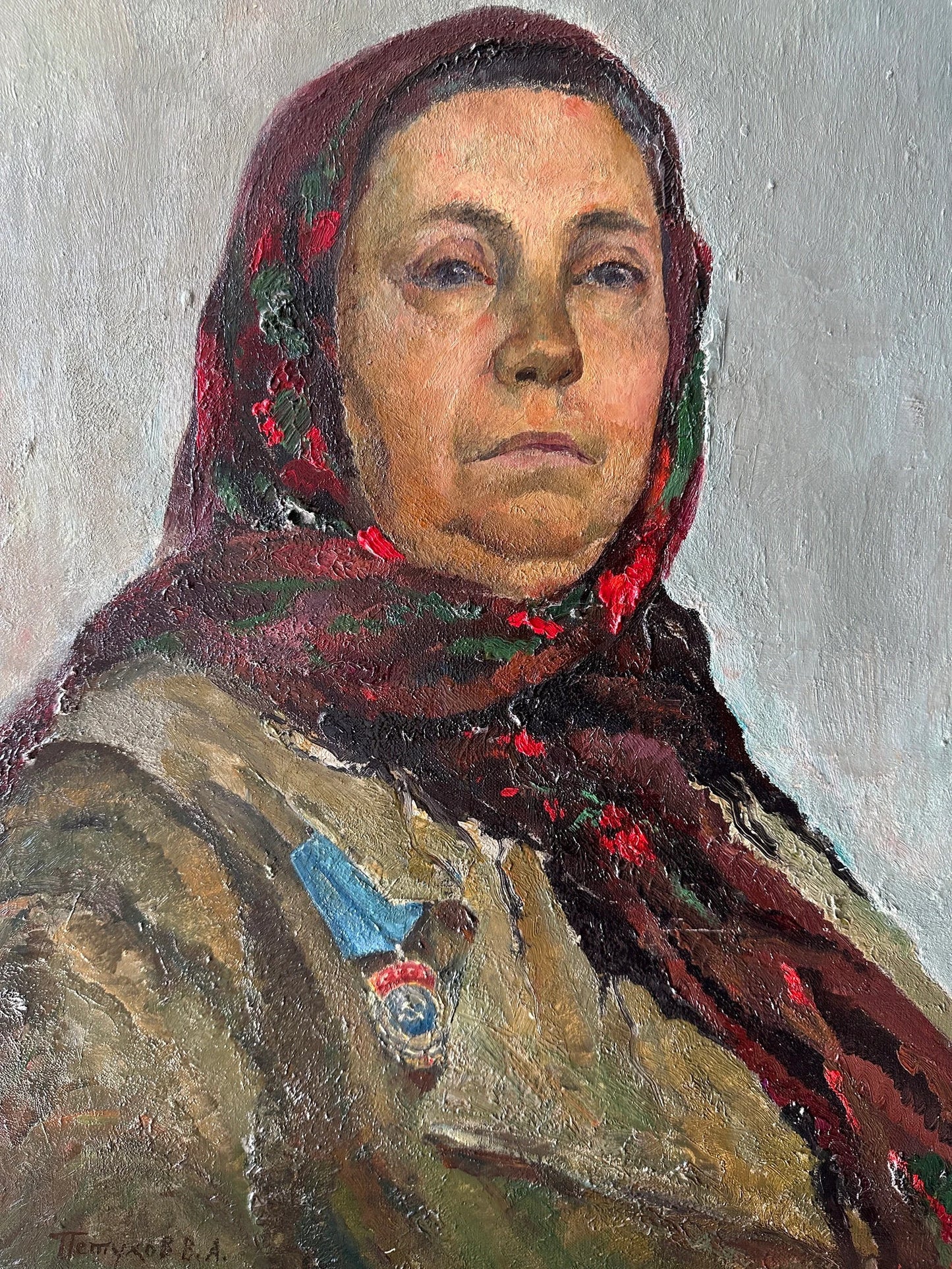 Original oil painting, ukrainian painting, wall art, socialist realism, ukrainian painting, portrait, female foreman, artist V. Petukhov