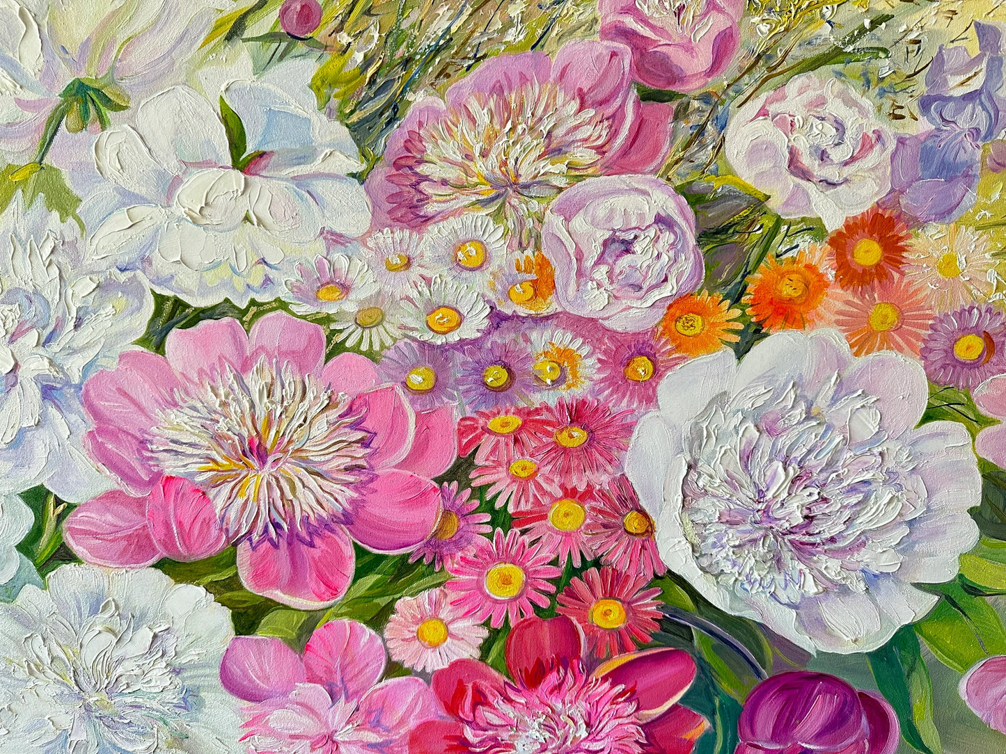 ORIGINAL PAINTING, oil painting, ukrainian painting, vintage realism, modern painting, still life, Peony paradise, artist S. Kostukevych