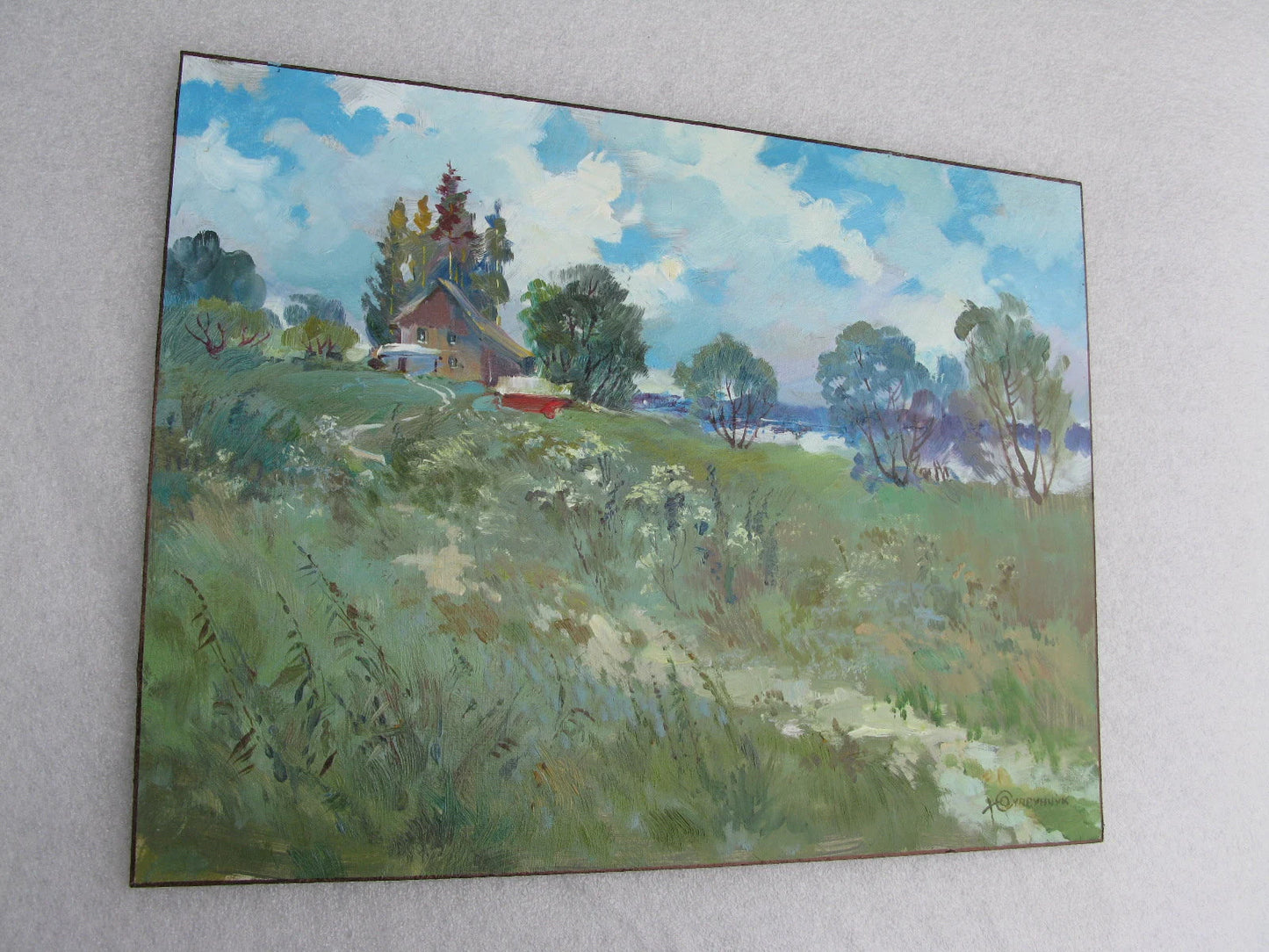 ORIGINAL PAINTING, ukrainian painting, modern painting, oil painting, impressionism, landscape, rural landscape, Cool day, Y. Suprunchuk