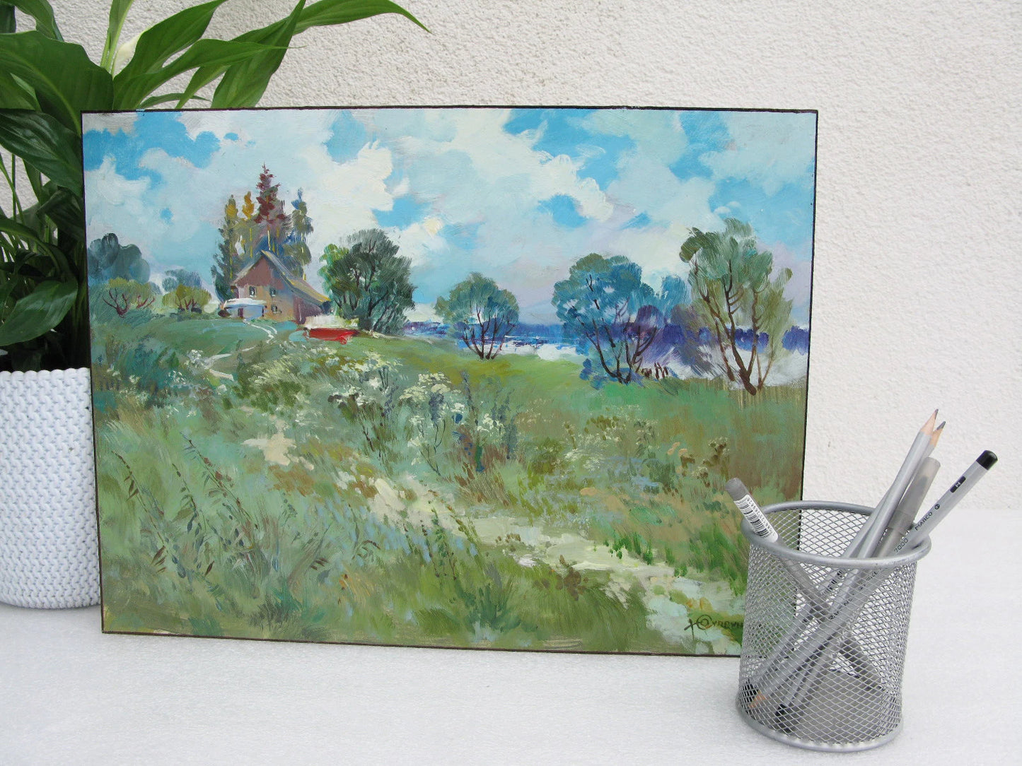 ORIGINAL PAINTING, ukrainian painting, modern painting, oil painting, impressionism, landscape, rural landscape, Cool day, Y. Suprunchuk