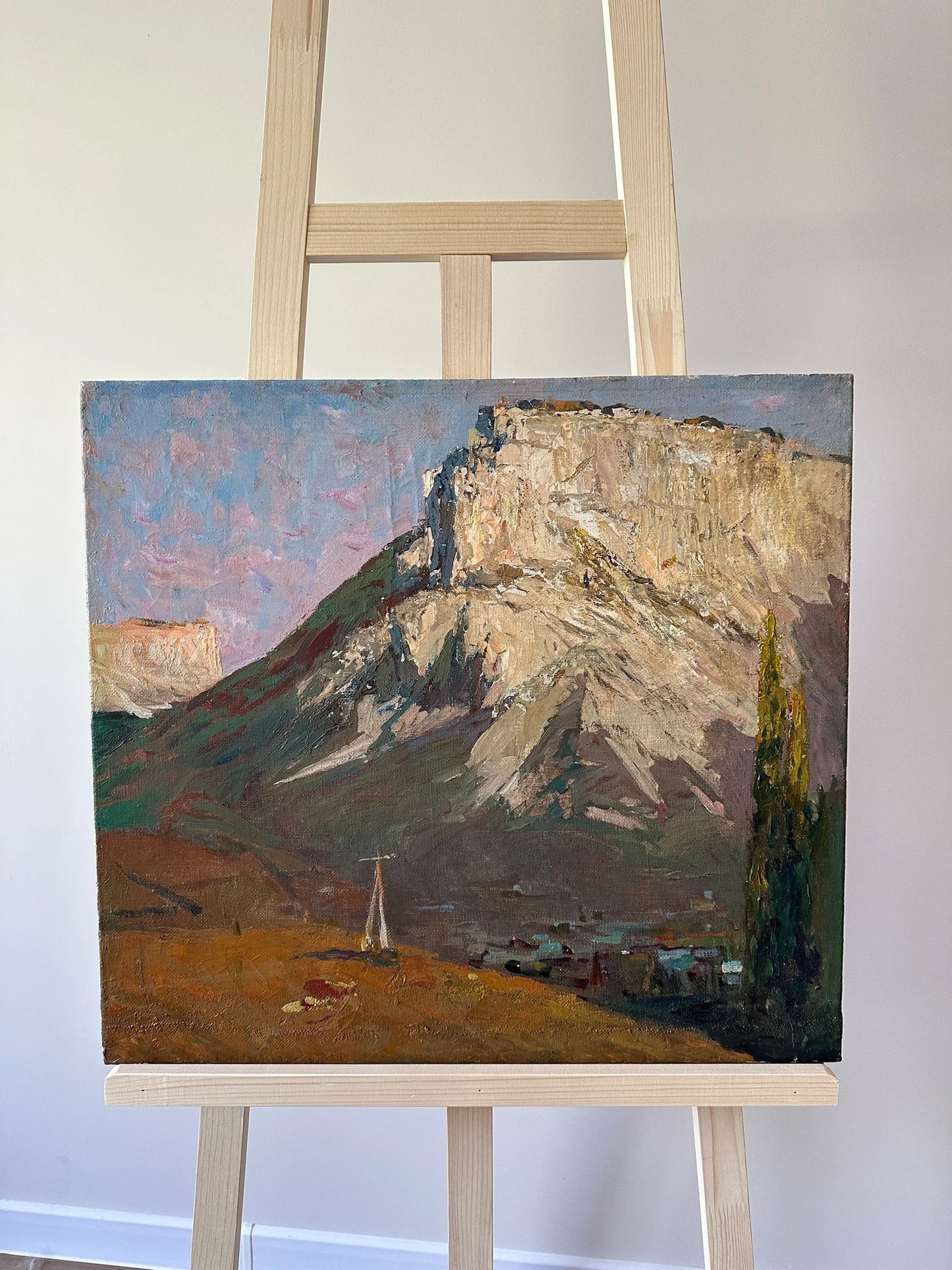 VINTAGE ORIGINAL PAINTING, vintage realism, ukrainian painting, impressionism,  abstract painting, landscape, Mountains, artist A. Melnikov