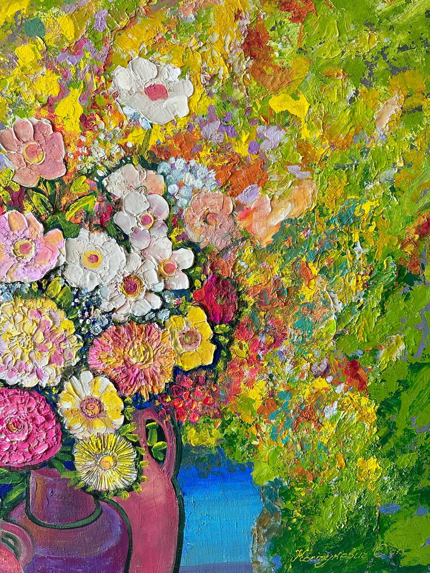 Flower painting, wall art, vintage painting, ukrainian art, Flowers, artist S. Kostukevich