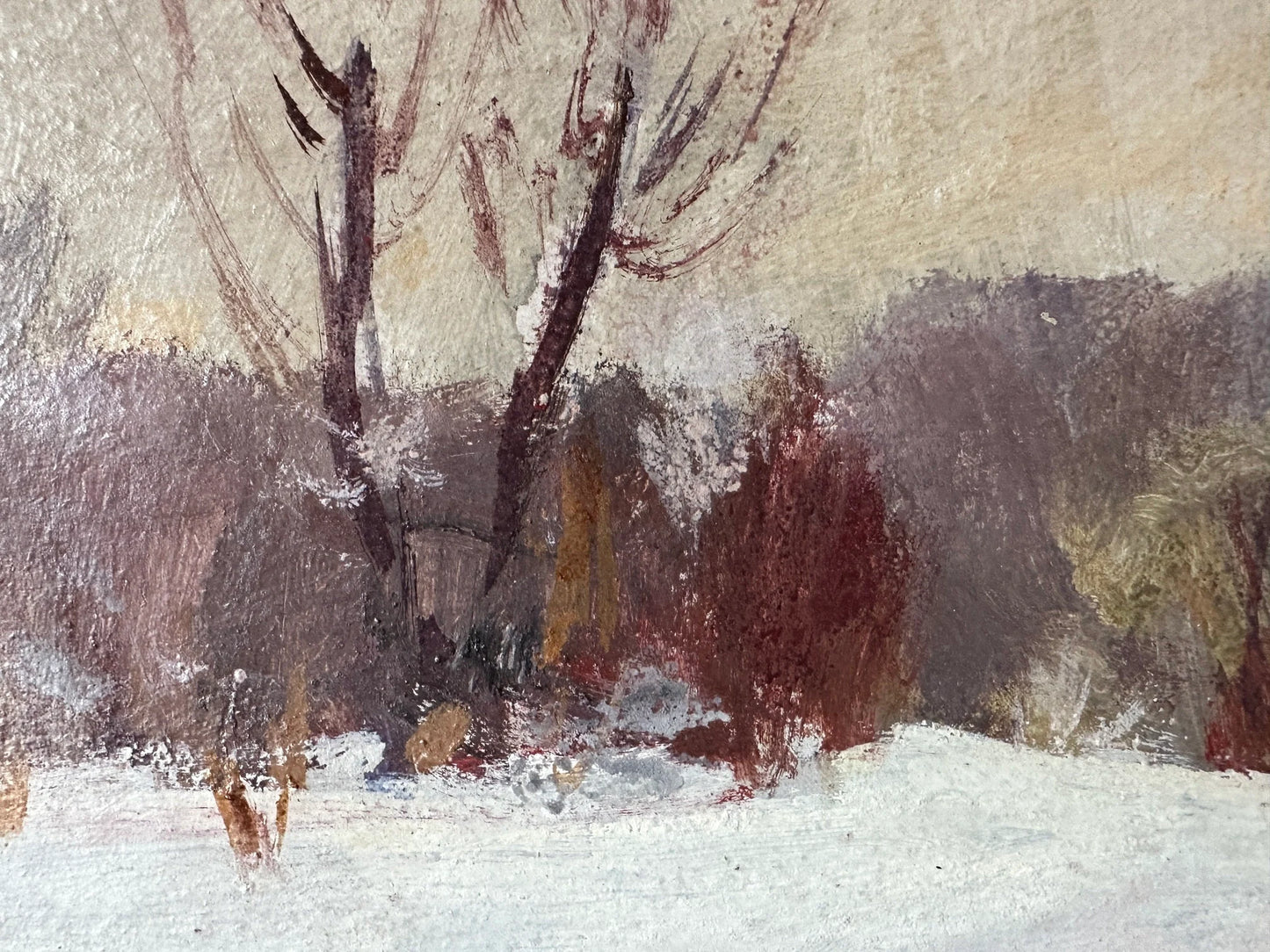 Original oil painting, gift, ukrainian painting, vintage, wall art, impressionism, landscape, Winter day, artist M. Andriychuk