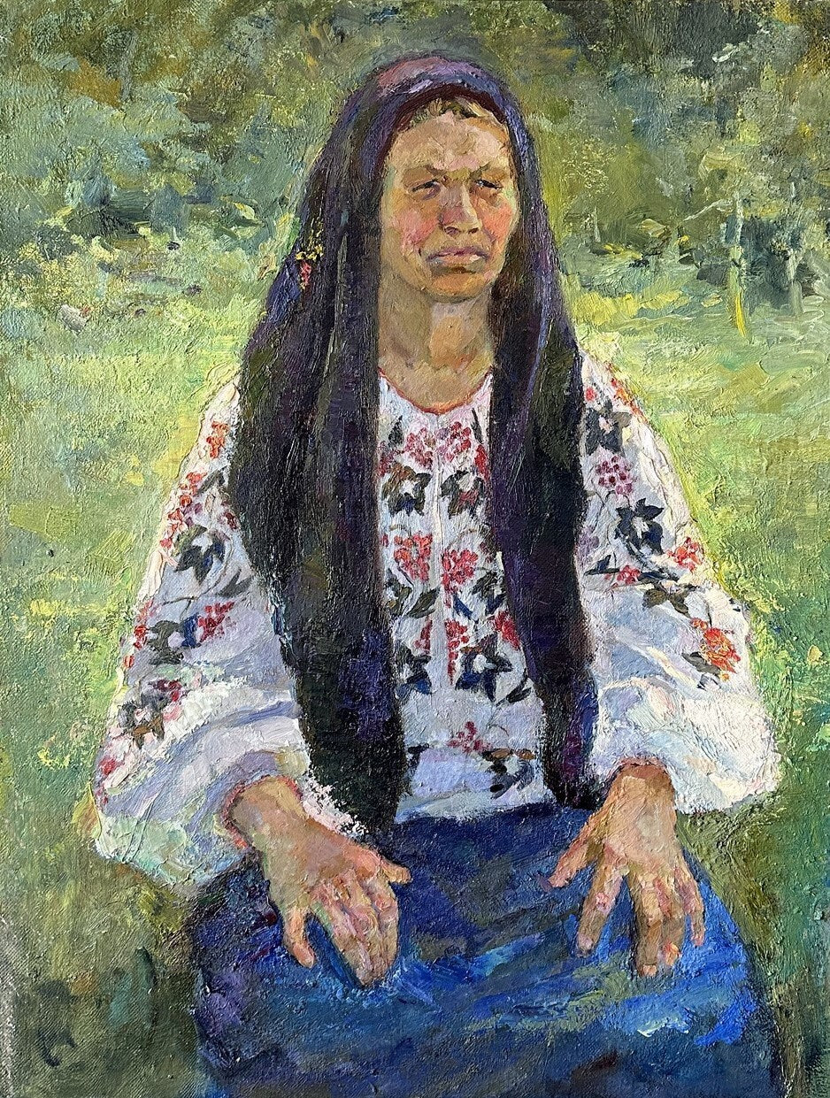 Original oil painting, gift, ukrainian painting, vintage, wall art, impressionism, portrait, Grandmother, artist O. Titarenko