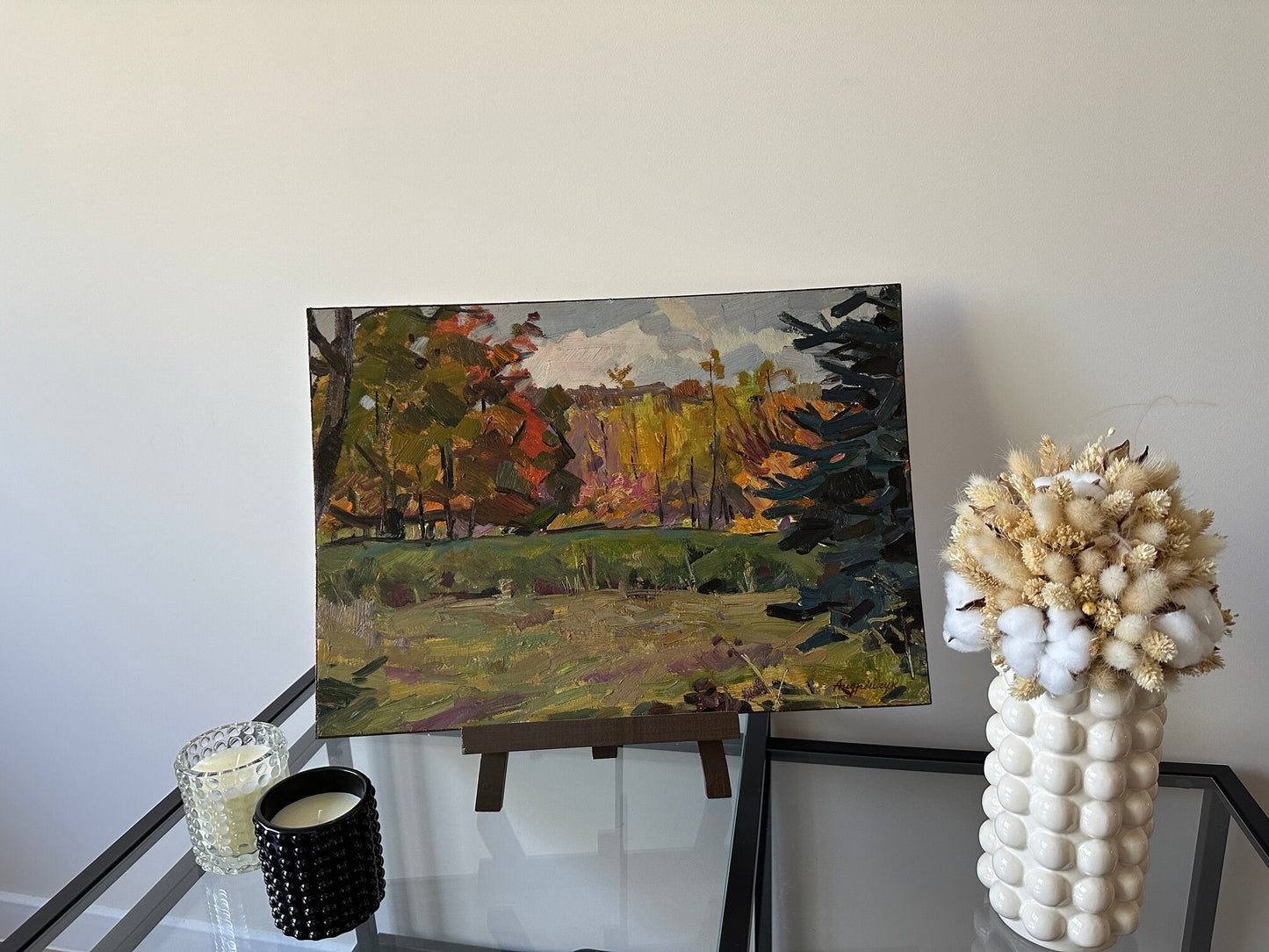 Original oil painting, gift, ukrainian painting, vintage, wall art, impressionism, landscape, Autumn in the park, artist M. Andriychuk