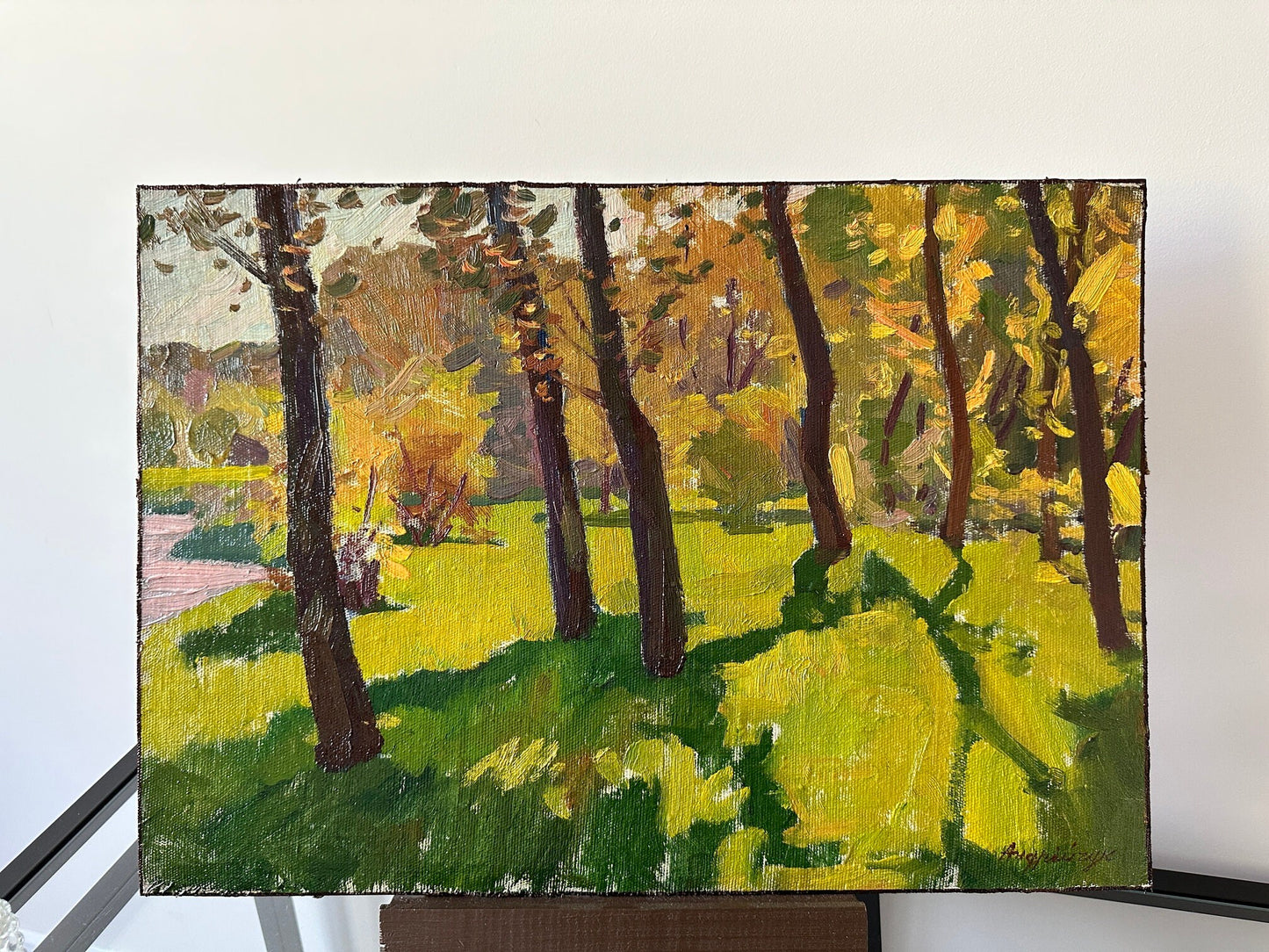 Original oil painting, gift, ukrainian painting, vintage, wall art, impressionism, landscape, Autumn in the park, artist M. Andriychuk