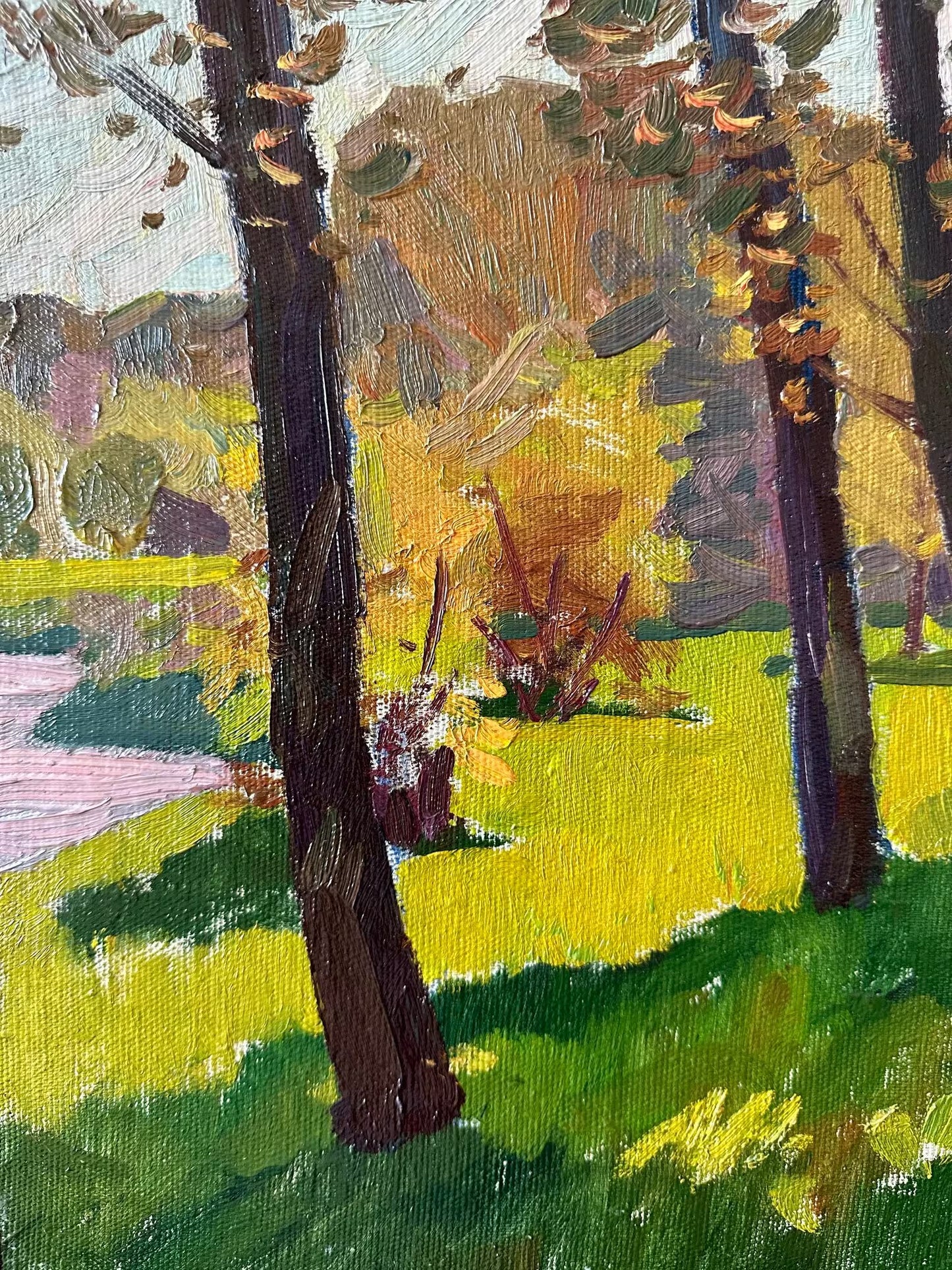 Original oil painting, gift, ukrainian painting, vintage, wall art, impressionism, landscape, Autumn in the park, artist M. Andriychuk