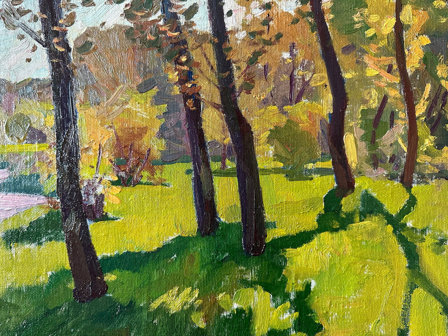 Original oil painting, gift, ukrainian painting, vintage, wall art, impressionism, landscape, Autumn in the park, artist M. Andriychuk