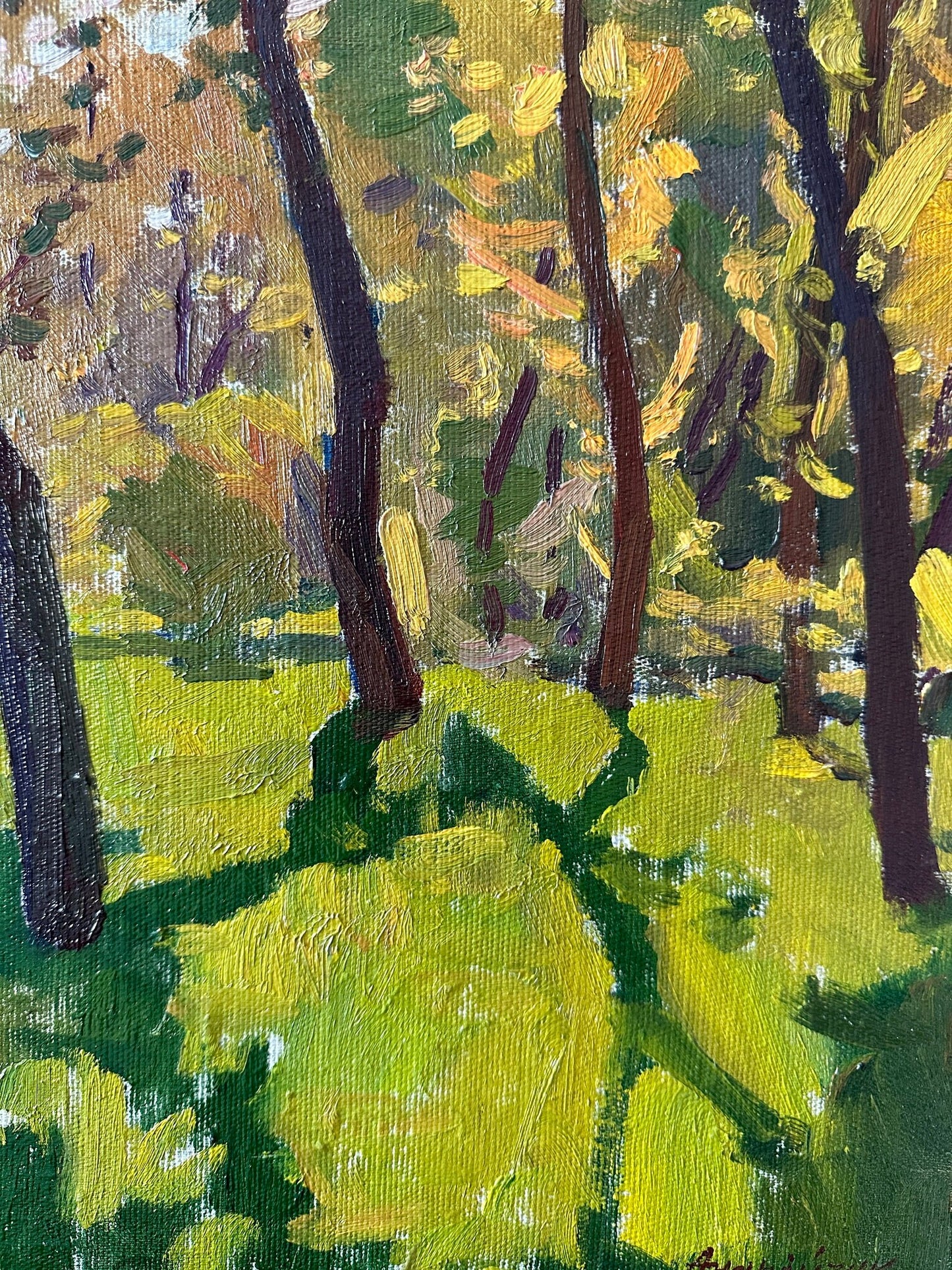 Original oil painting, gift, ukrainian painting, vintage, wall art, impressionism, landscape, Autumn in the park, artist M. Andriychuk