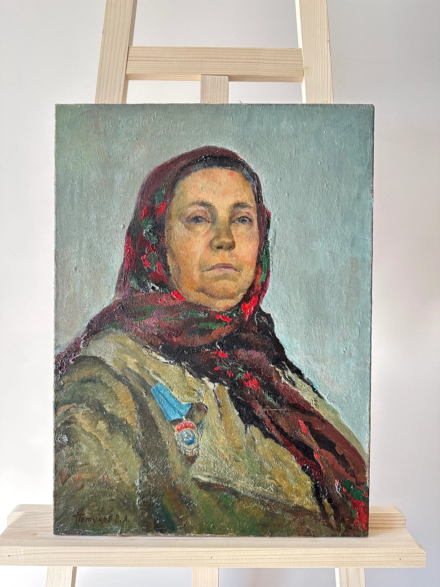 Original oil painting, ukrainian painting, wall art, socialist realism, ukrainian painting, portrait, female foreman, artist V. Petukhov