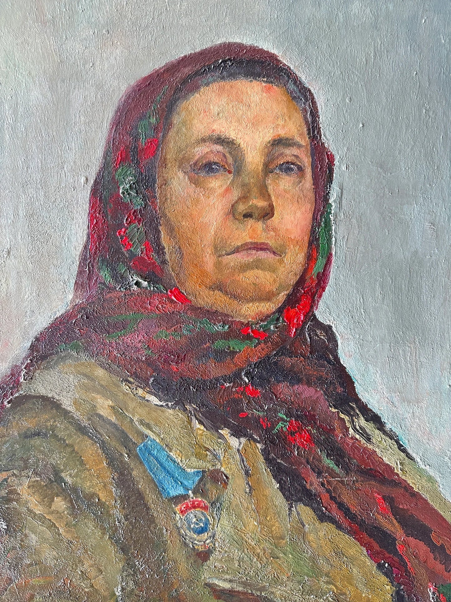 Original oil painting, ukrainian painting, wall art, socialist realism, ukrainian painting, portrait, female foreman, artist V. Petukhov