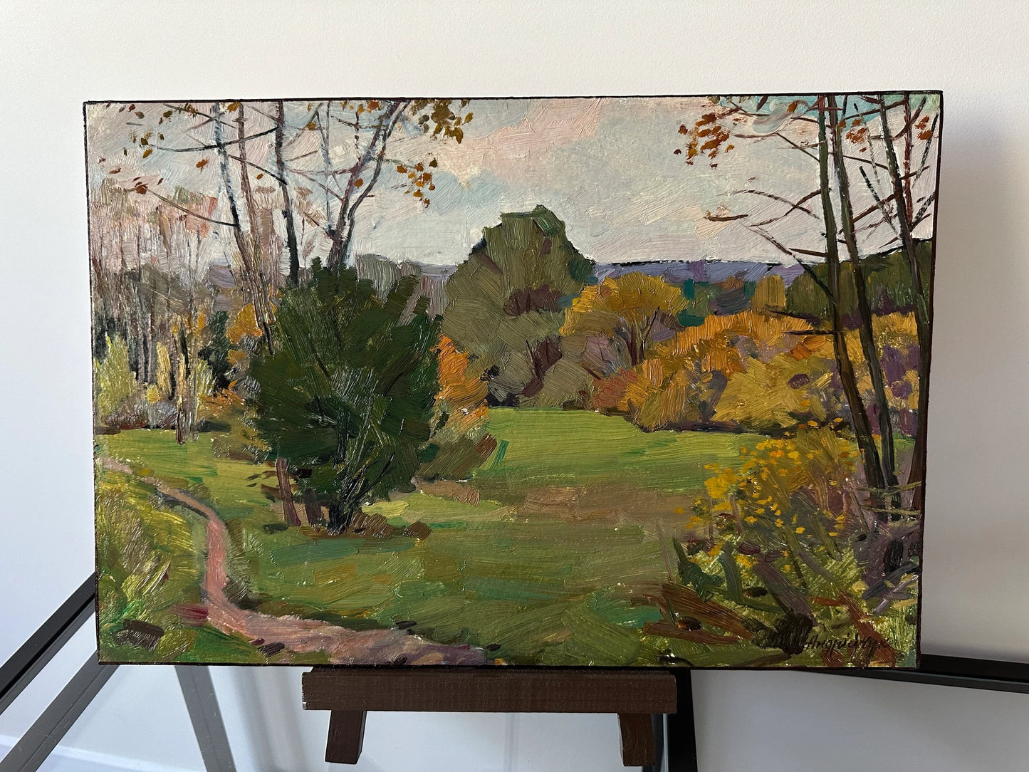 Original oil painting, gift, ukrainian painting, vintage, wall art, impressionism, landscape, Autumn day, 1979, artist M. Andriychuk