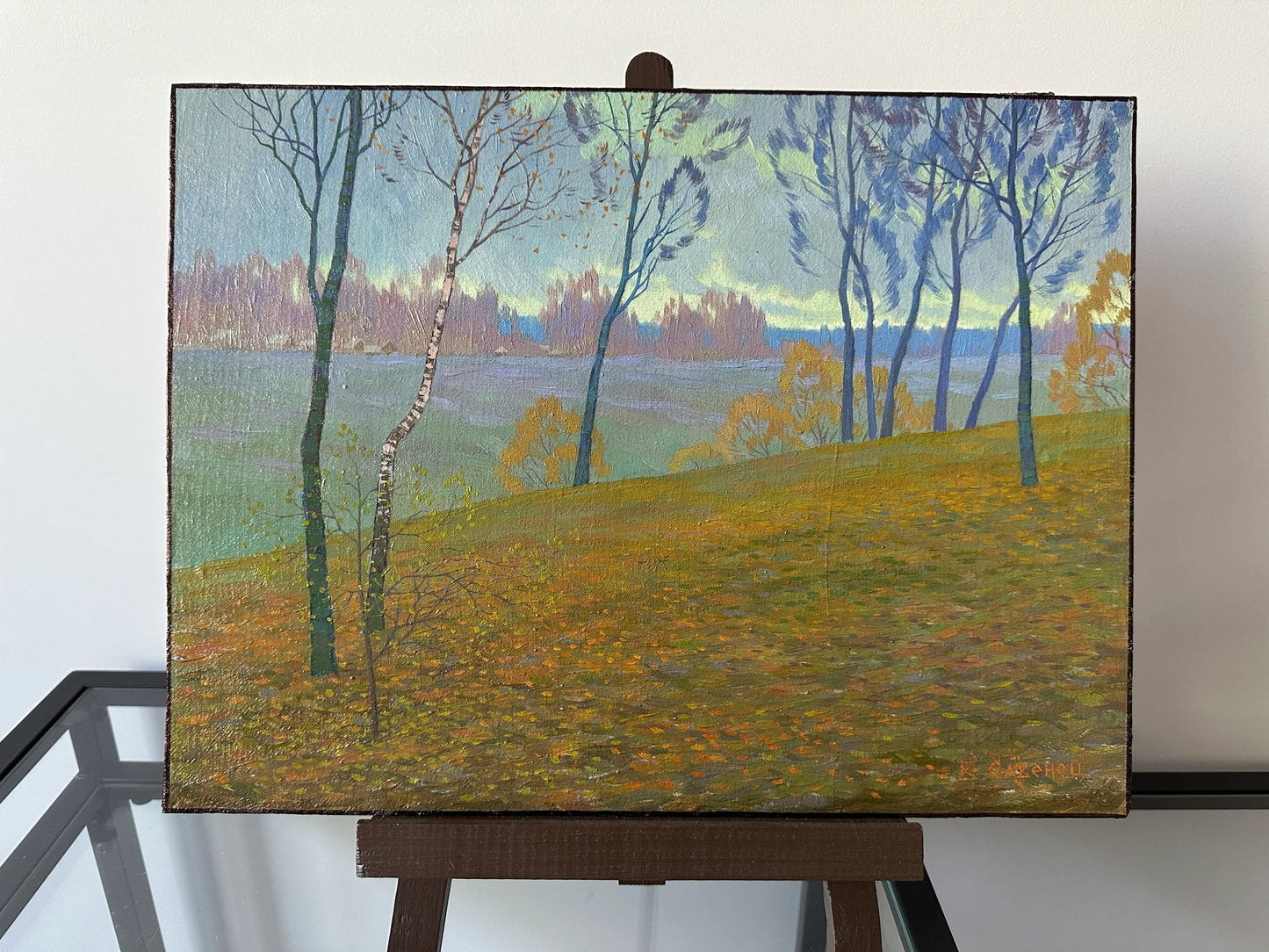 VINTAGE ORIGINAL PAINTING, oil painting, ukrainian painting, modern painting, impressionism, landscape, Autumn day, artist V. Savenets