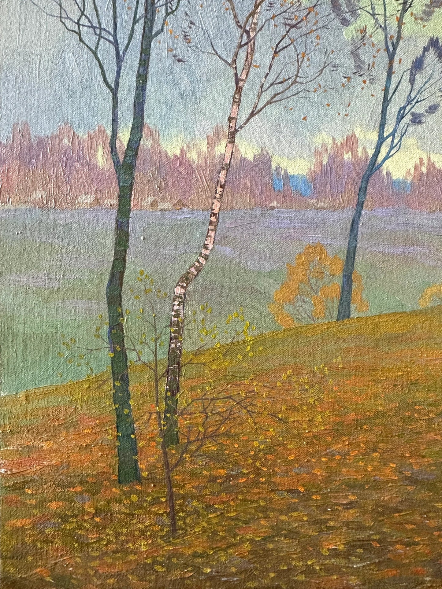 VINTAGE ORIGINAL PAINTING, oil painting, ukrainian painting, modern painting, impressionism, landscape, Autumn day, artist V. Savenets