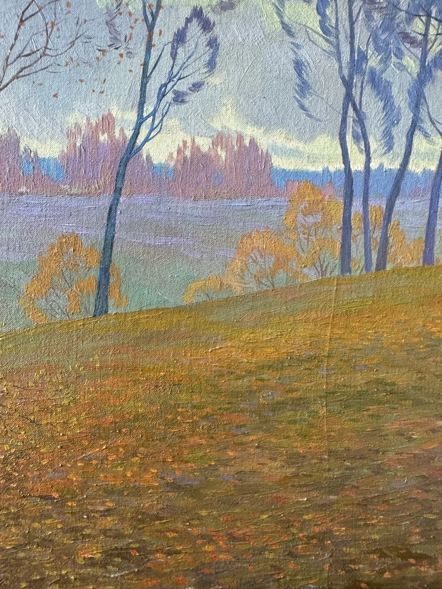 VINTAGE ORIGINAL PAINTING, oil painting, ukrainian painting, modern painting, impressionism, landscape, Autumn day, artist V. Savenets