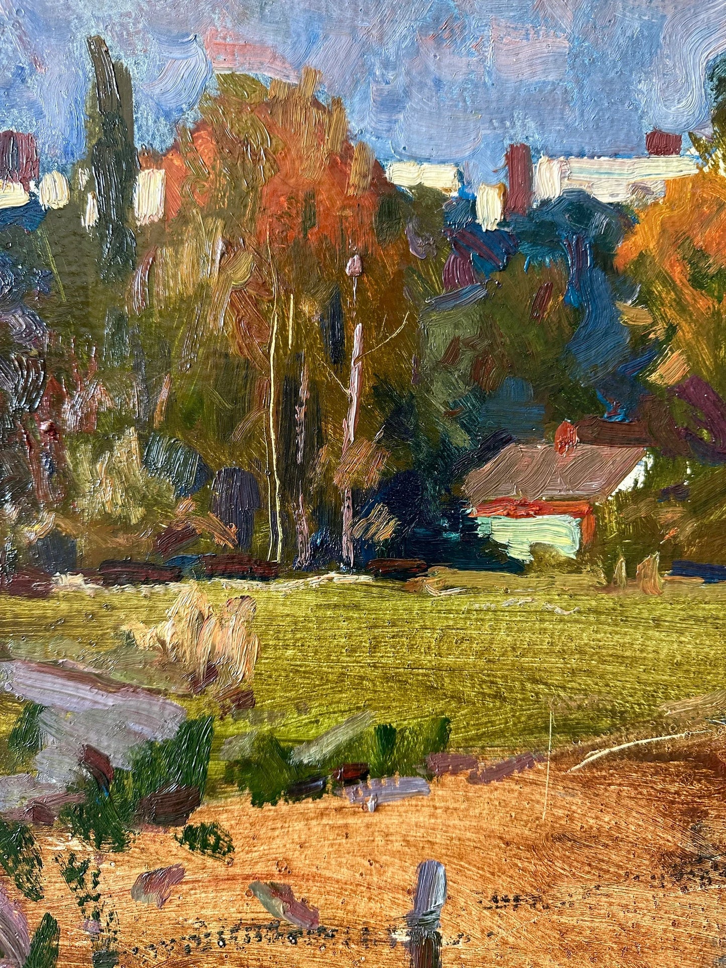 Original painting, ukrainian painting, vintage, wall art, impressionism, landscape, Autumn day, artist M. Andriychuk