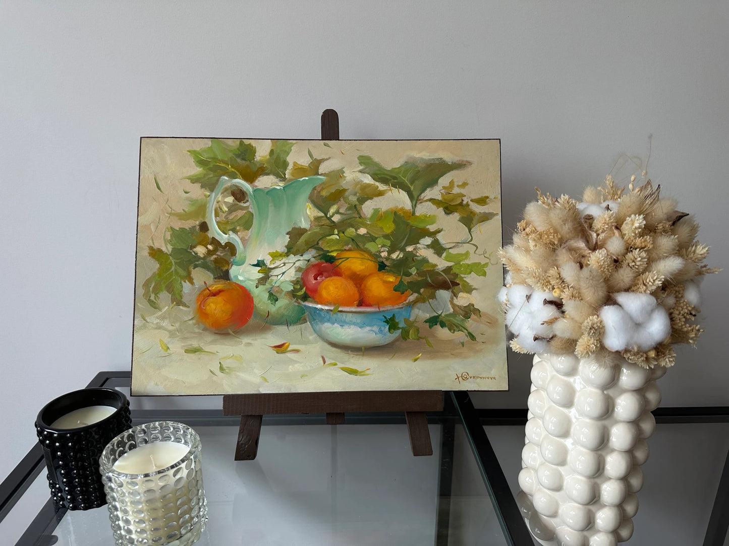 Original painting, gift for her, handmade painting, wall painting, still life, Summer fruits, Apricot, artist Y. Suprunchuk