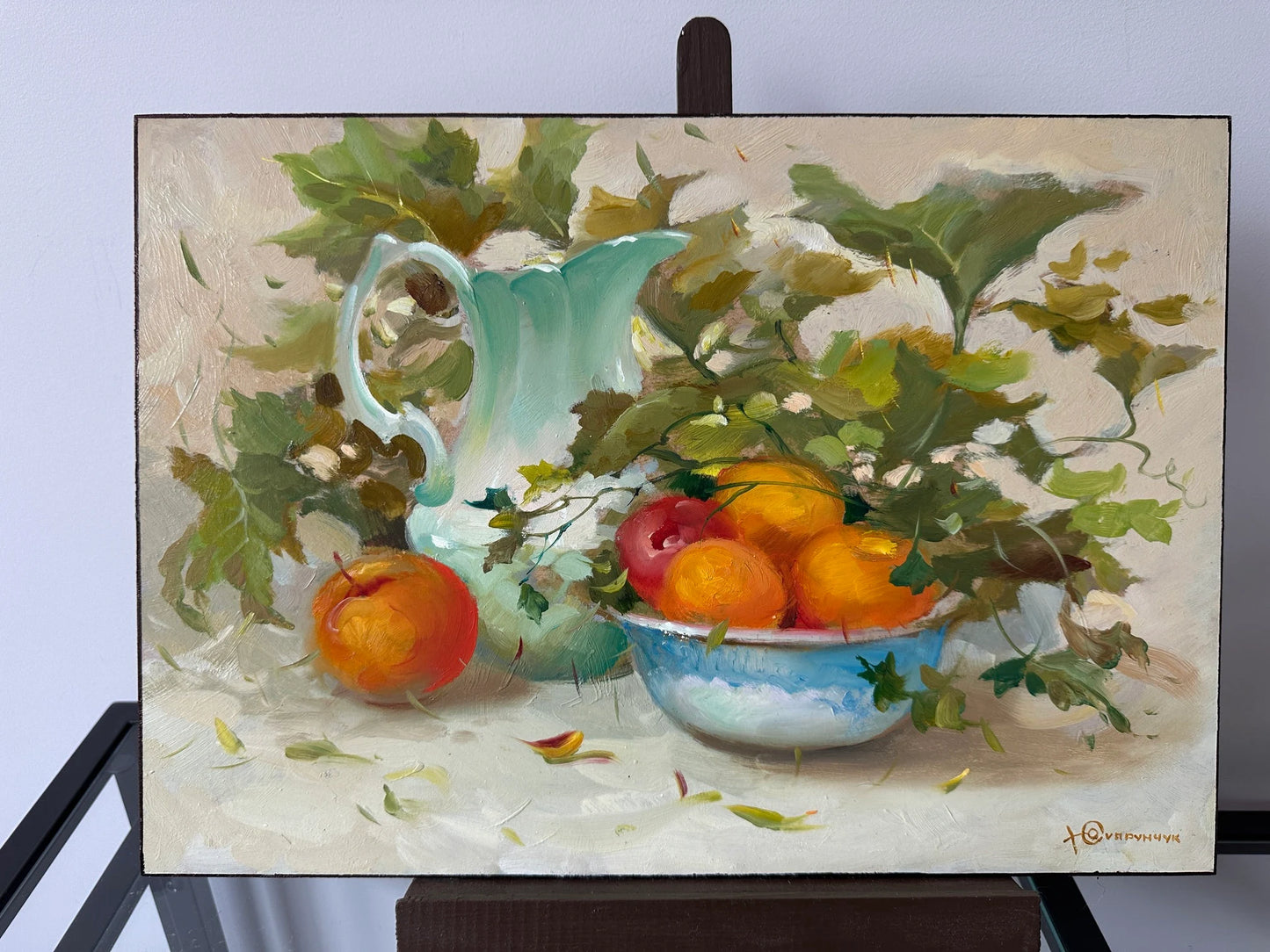 Original painting, gift for her, handmade painting, wall painting, still life, Summer fruits, Apricot, artist Y. Suprunchuk