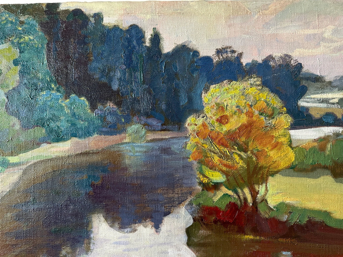 VINTAGE ORIGINAL PAINTING, oil painting, vintage realism, impressionism, landscape, Summer day, artist A. Lopukhov