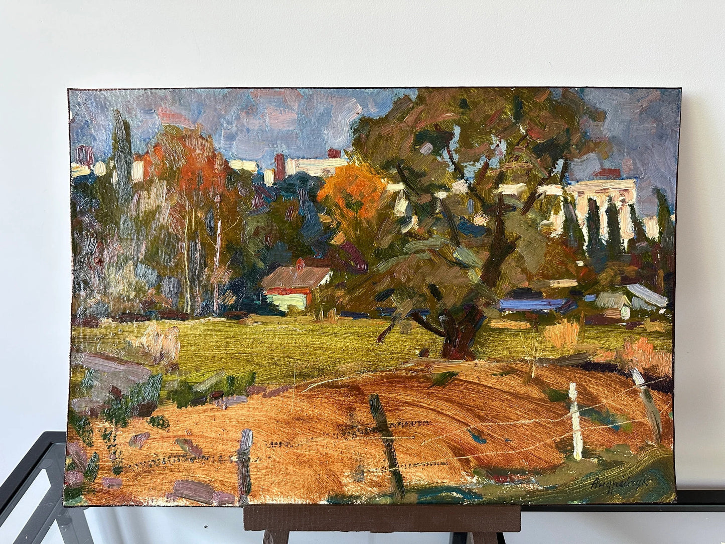 Original painting, ukrainian painting, vintage, wall art, impressionism, landscape, Autumn day, artist M. Andriychuk